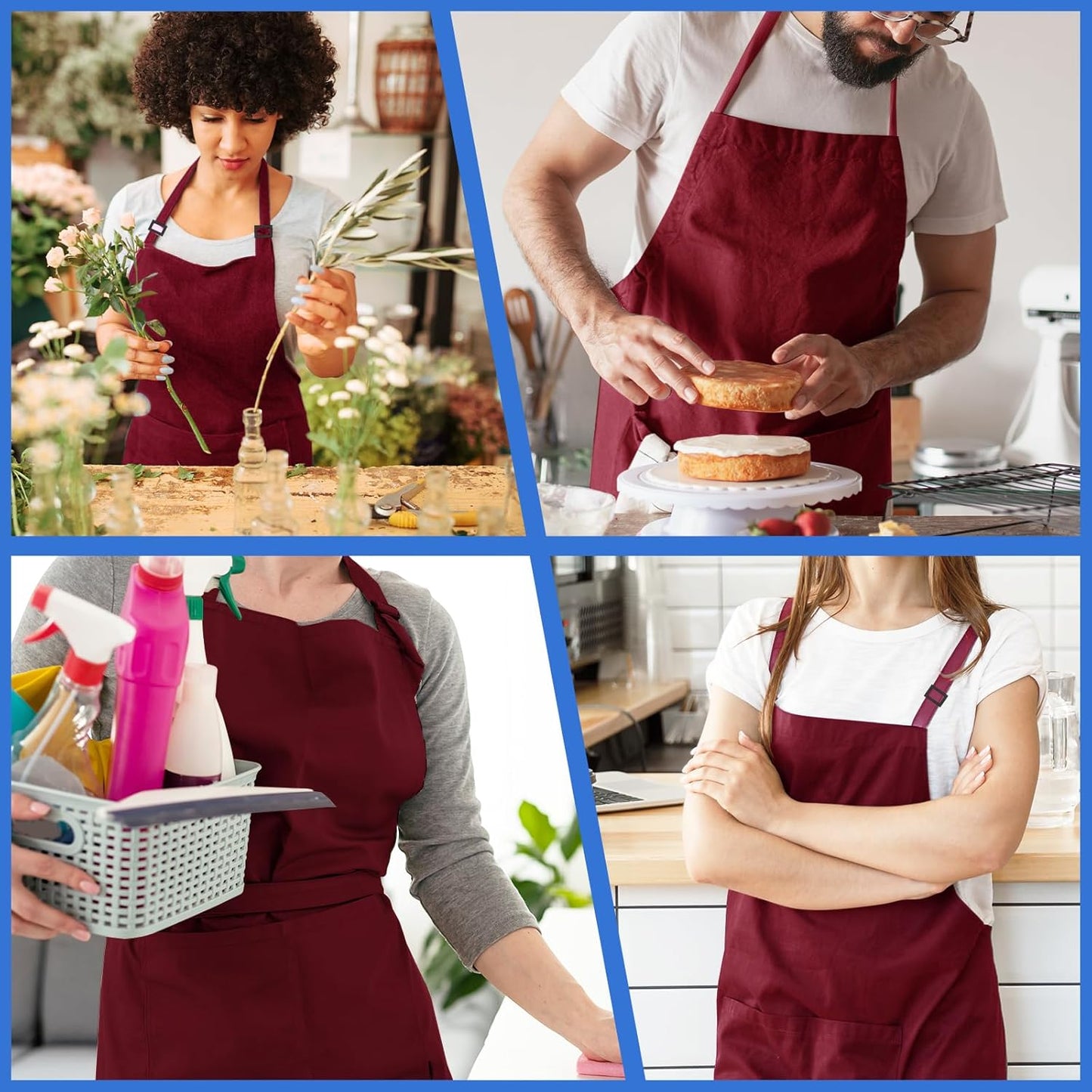 FunChaos 4 Packs Zwart Kookschort, Uniseks Verstelbare Schorten met 2 Zakken, Mannen Vrouwen Schort voor Keuken, Restaurant Productgegevens Onderhoudsvoorschriften Machinewas Type sluiting Armband Over dit item 【Hoge Kwaliteit】Het schort is gemaakt van 10