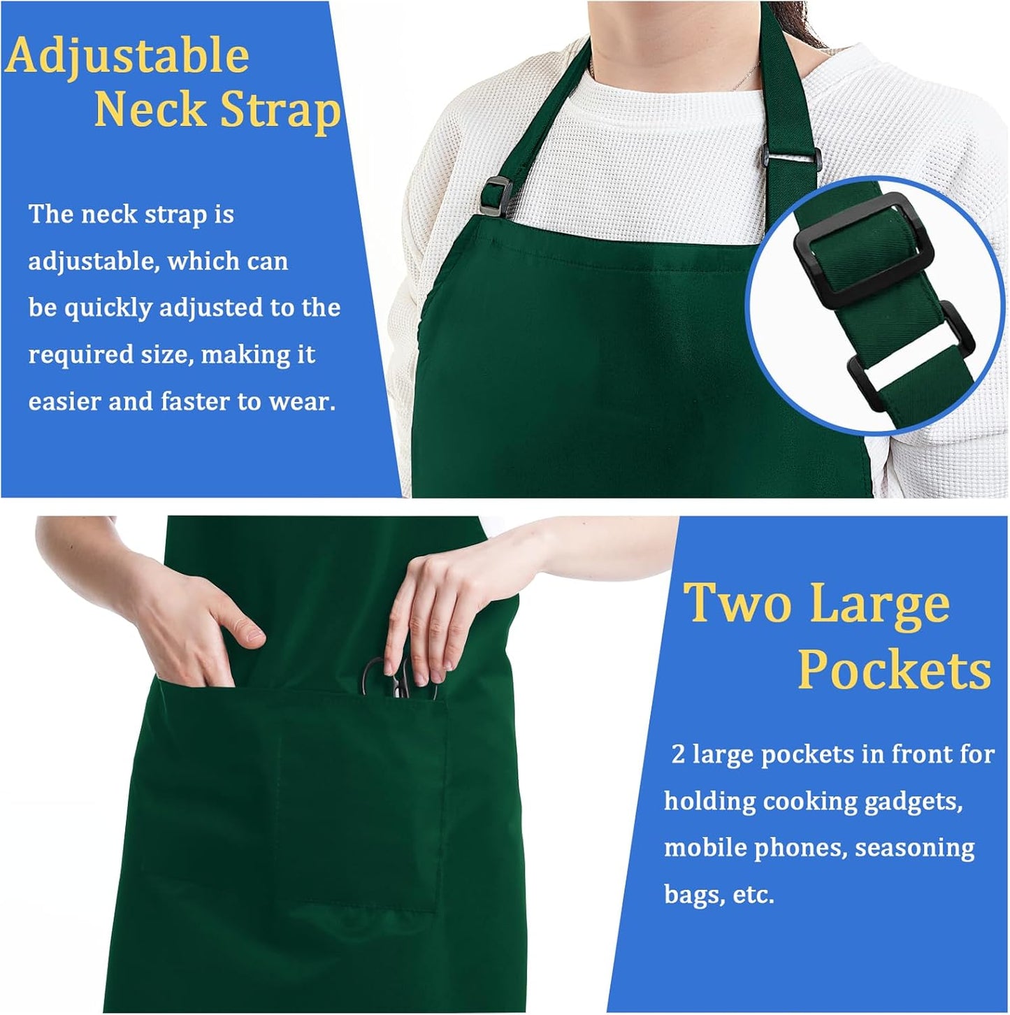 FunChaos 4 Packs Zwart Kookschort, Uniseks Verstelbare Schorten met 2 Zakken, Mannen Vrouwen Schort voor Keuken, Restaurant Productgegevens Onderhoudsvoorschriften Machinewas Type sluiting Armband Over dit item 【Hoge Kwaliteit】Het schort is gemaakt van 10