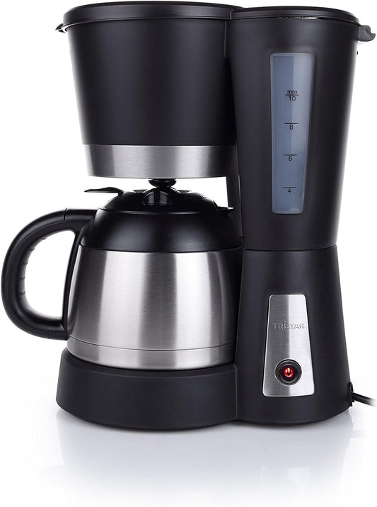 Tristar CM-1233 Koffiezetapparaat – Geschikt voor 6 kopjes – Ook geschikt voor de camping Compact koffiezetapparaat met een inhoud van 0.6 liter, geschikt voor 6 kopjes koffie Stijlvol ontwerp met een matzwarte afwerking, roestvrijstalen details en glazen