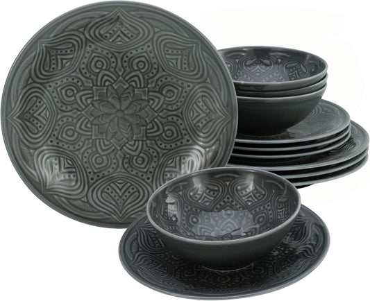 CreaTable, 21625, serie Orient Mandala, 2-delige serviesset, bordenset van porselein, vaatwasser- en magnetronbestendig, Made in Europe ✅ Elegante platenset: je krijgt hier een prachtige 2-delige platenset in een elegante ovale vorm met een diameter van 2
