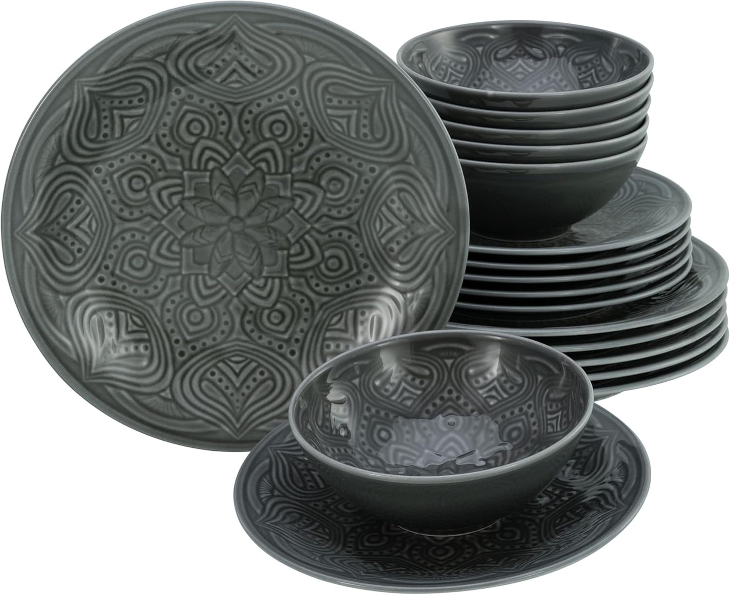 CreaTable, 21625, serie Orient Mandala, 2-delige serviesset, bordenset van porselein, vaatwasser- en magnetronbestendig, Made in Europe ✅ Elegante platenset: je krijgt hier een prachtige 2-delige platenset in een elegante ovale vorm met een diameter van 2