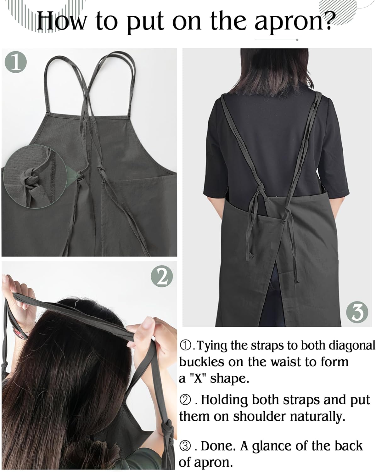 Small snail Japanse Stijl Schort Verstelbare Waterdichte Katoenen Linnen Dames Pinafore met Grote Zakken voor Bloemenwinkel Cafe Knutselen Bakken Casual Effen Kleur Schorten Productgegevens Type sluiting Trekkoord Over dit item ▶Materiaal: Het is gemaakt