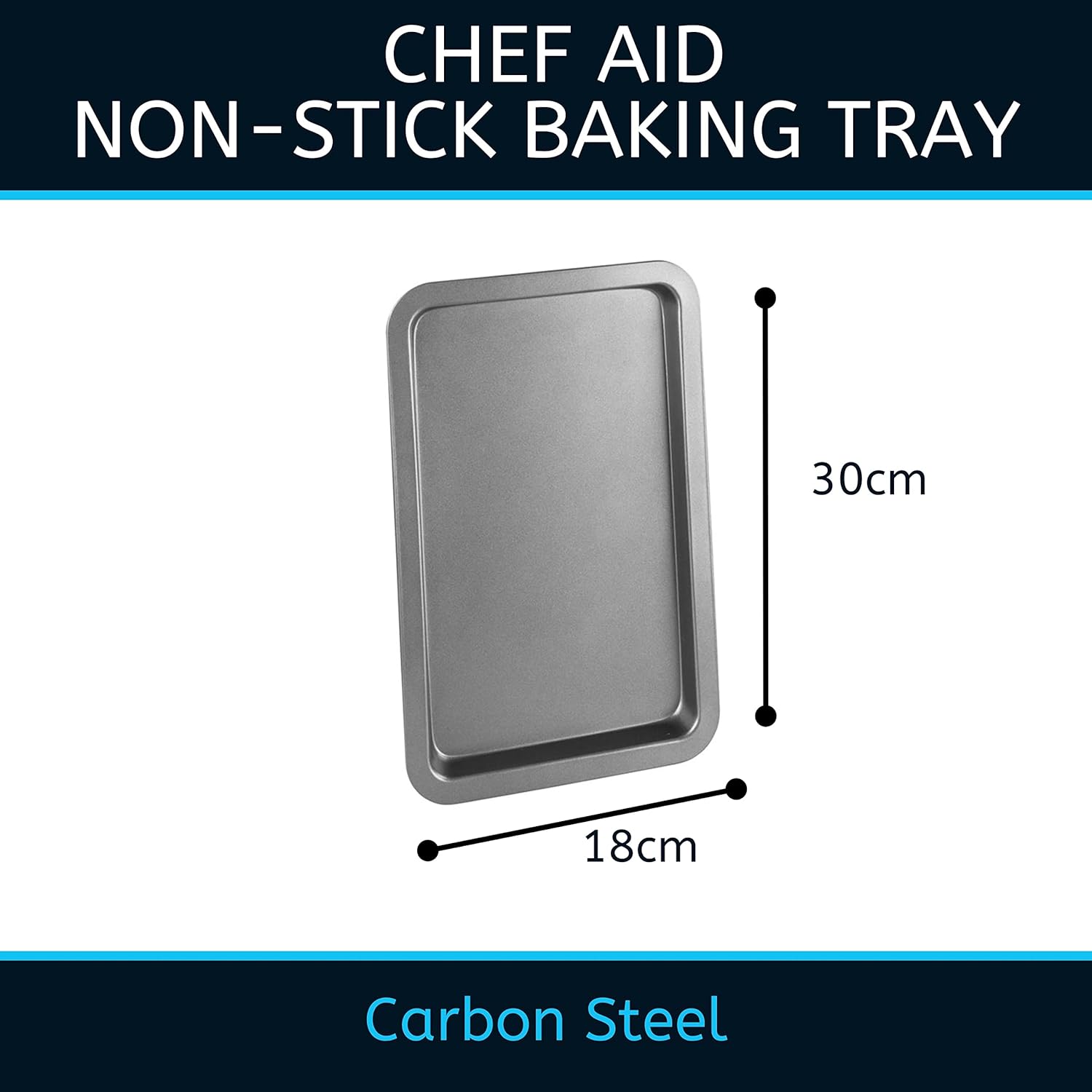 Chef Aid Anti-aanbak Carbonstalen Bakplaat Over dit item Chef Aid Anti-aanbak Bakplaat van Koolstofstaal, duurzame antiaanbaklaag, geschikt voor koelkast en vriezer, ideaal voor gebak en braadstukken, Afmetingen 39 cm x 25,5 cm, Koolstofstalen Ovenschaal.
