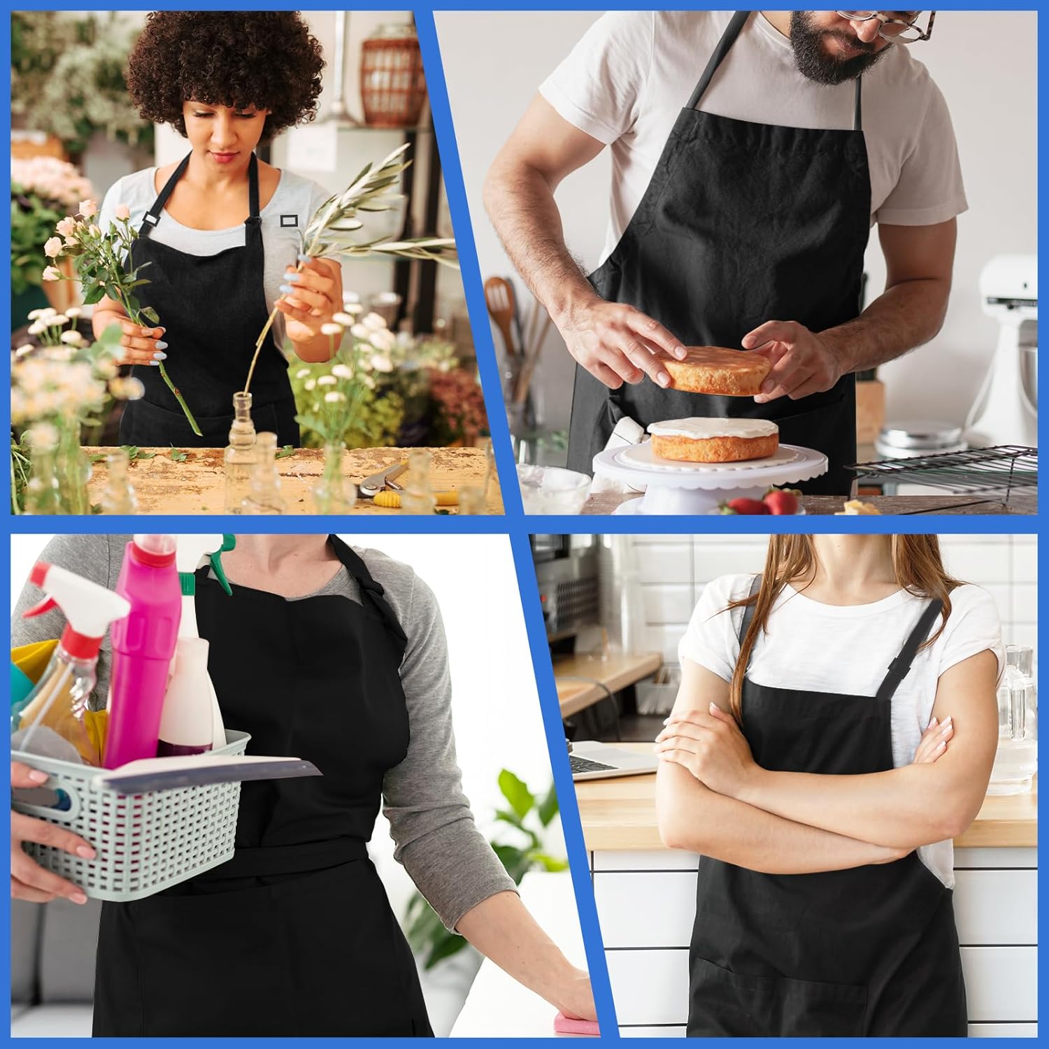 FunChaos 4 Packs Zwart Kookschort, Uniseks Verstelbare Schorten met 2 Zakken, Mannen Vrouwen Schort voor Keuken, Restaurant Productgegevens Onderhoudsvoorschriften Machinewas Type sluiting Armband Over dit item 【Hoge Kwaliteit】Het schort is gemaakt van 10