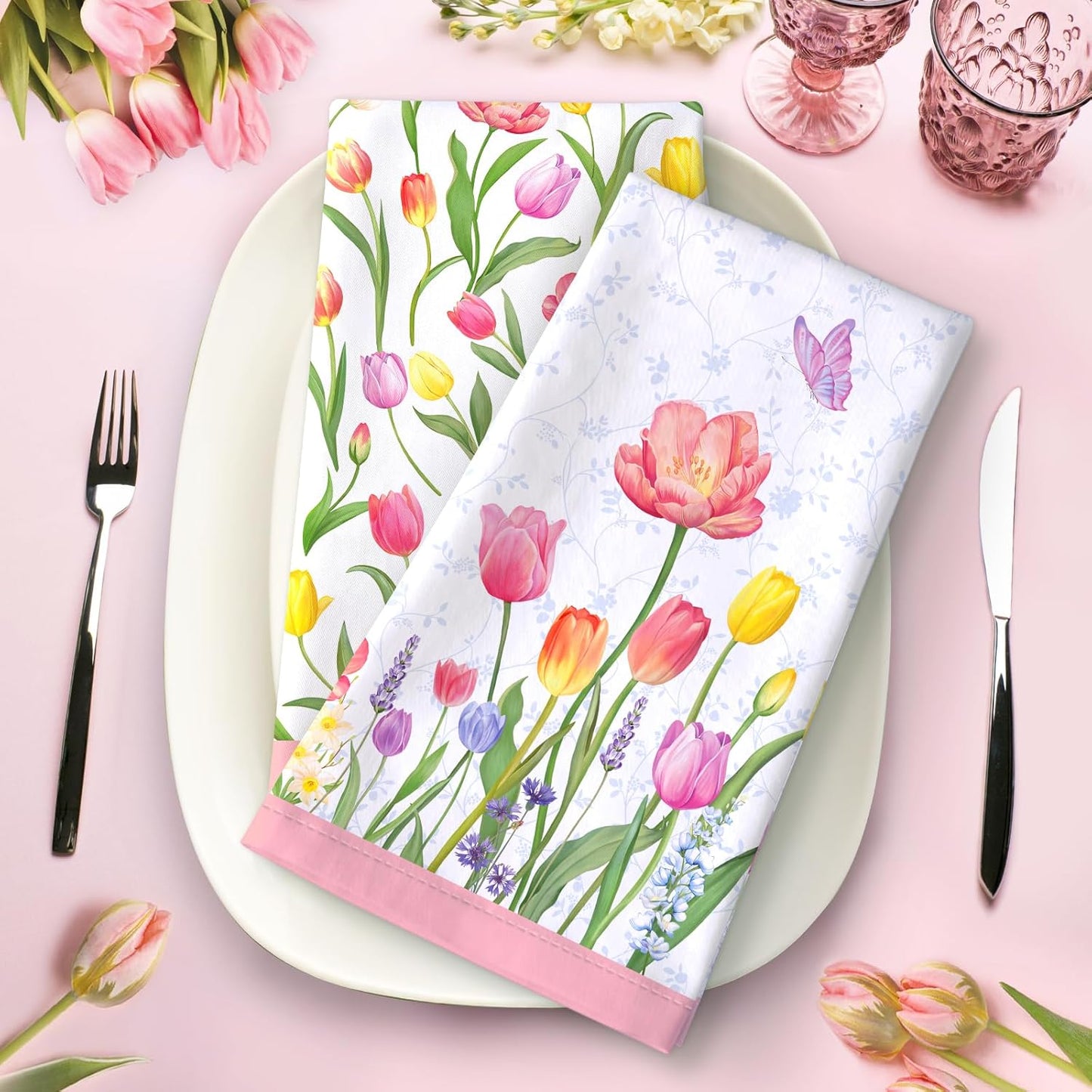 Arquiel 100% katoenen keukendoekset 48 x 70 cm, multifunctionele sneldrogende theedoeken, vaatdoeken, handdoeken, bar handdoeken (set van 4), levendig kleurrijk bloempatroon VOORKEURD MATERIAAL: Elke theedoek is zorgvuldig gemaakt van 100% katoen, met kle