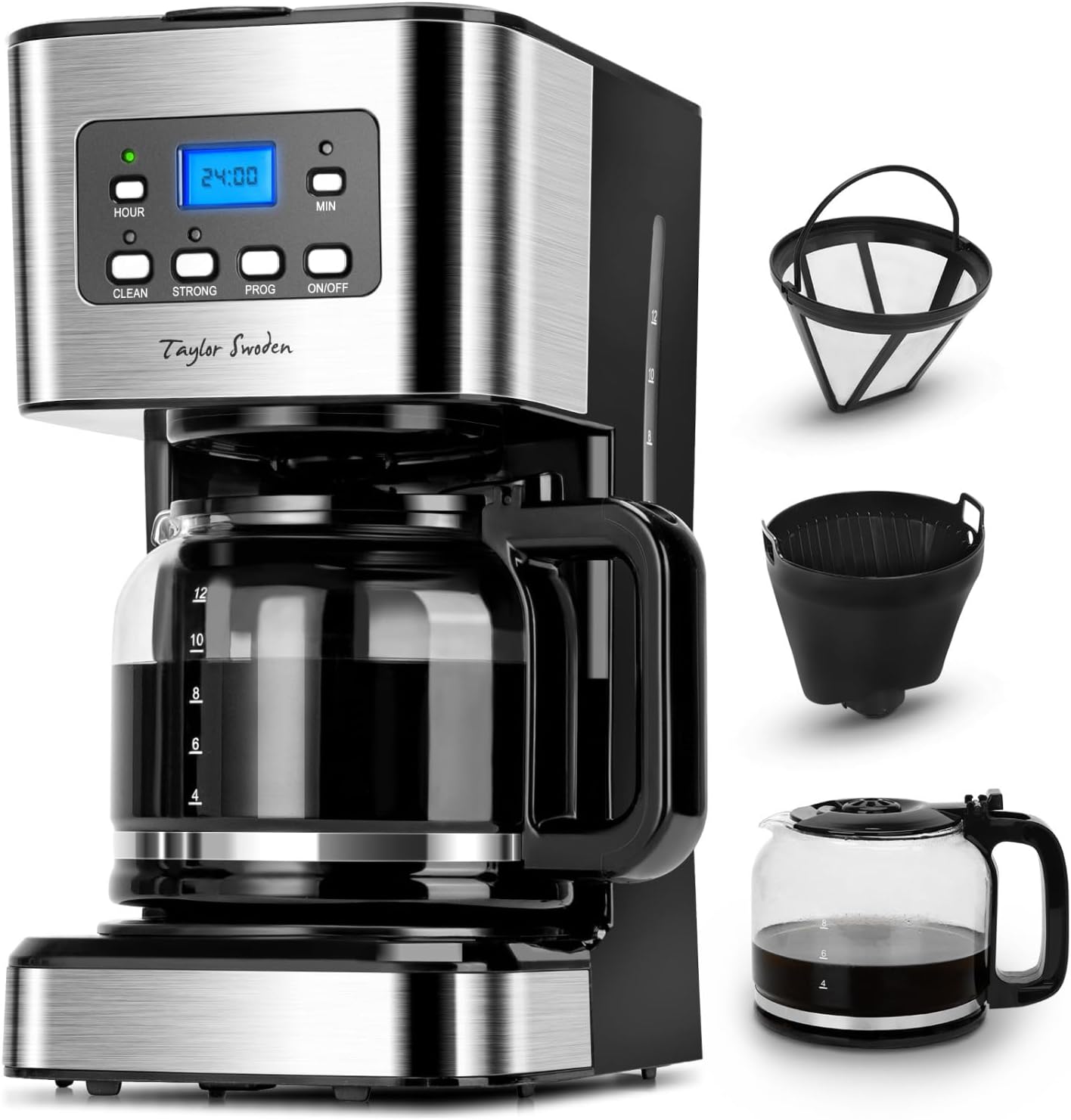Darcy 950 W koffiezetapparaat met timer 1,5 l Over dit item Krachtig en snel: snelle koffiebereiding dankzij 950 W, waarmee je in enkele minuten 1 tot 12 kopjes vers gezette koffie kunt bereiden. Programmeerbare timer: met deze functie kun je je koffiezet