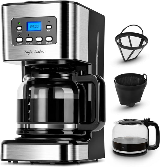 Darcy 950 W koffiezetapparaat met timer 1,5 l Over dit item Krachtig en snel: snelle koffiebereiding dankzij 950 W, waarmee je in enkele minuten 1 tot 12 kopjes vers gezette koffie kunt bereiden. Programmeerbare timer: met deze functie kun je je koffiezet