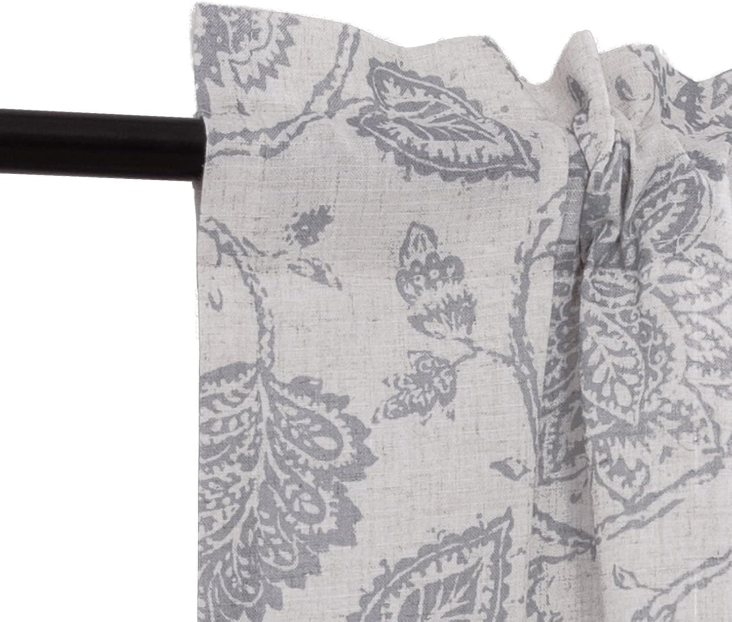 TOPICK Bloemen Keuken Gordijnen 61 cm Drop Linnen Doorschijnend Korte Cafe Botanische Print Kleine Raam Rod Pocket voor Wasruimte Badkamer 2 Panelen Verbena Grijs Verpakking: je ontvangt 2 gordijnen van 85% polyester+15% linnen. De afmetingen per stuk zij