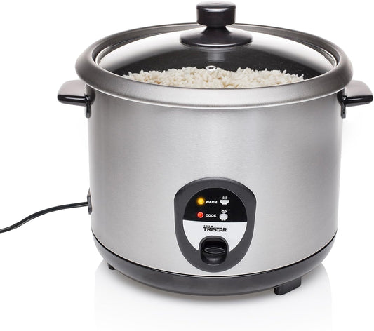 Tristar Rijstkoker – 2.2 liter – warmhoudfunctie - Silver Over dit item Mini rijstkoker met een inhoud van 0,6 liter voor 3 porties rijst. Lengte netsnoer (m): 1,1 m. Diameter: 17 cm Veilig in gebruik dankzij droogkookbeveiliging Zachte en heerlijke rijst