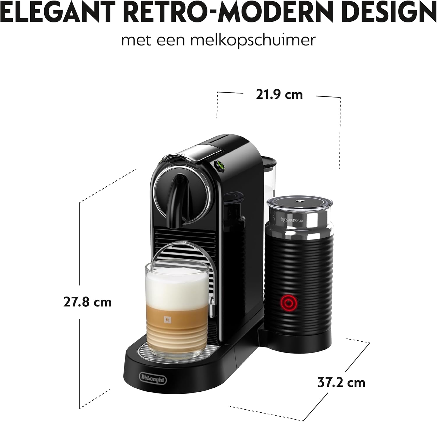 Nespresso De'Longhi CitiZ Melk- en koffiecapsulemachine Over dit item STIJLVOL EN COMPACT ONTWERP: Een intuïtief, gebruiksvriendelijk en bekroond compact ontwerp waar zowel Nespresso-koffiedrinkers als designgeïnteresseerde mensen dol op zullen zijn. GEÏN