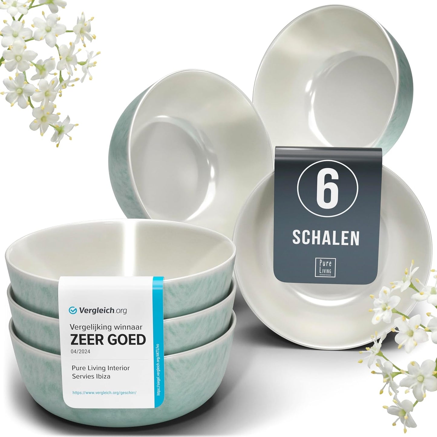 Aardewerk Servies Set Ibiza 36-delig - Vaatwasser-, Magnetron- en Krasbestendig Servies - Moderne Kommen en Borden Set voor 12 Personen - Tafelservice Pure Living in Licht Beige-blauw Deze 36-delige beige-blauwe servies set voor 12 personen combineert ele