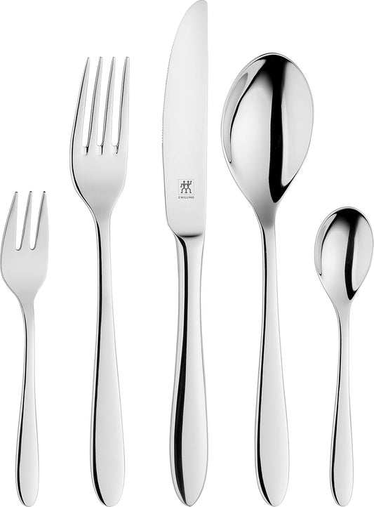 Zwilling Style Bestekset 60-Delig Voor 12 Personen Over dit item 60-delig voor 12 personen: 12 vorken, messen, lepel, taartvorkjes, thee/koffielepeltjes Materiaal: corrosiebestendig 18/10 roestvrij staal, gepolijst; roestvrij, vaatwasmachinebestendig, vor