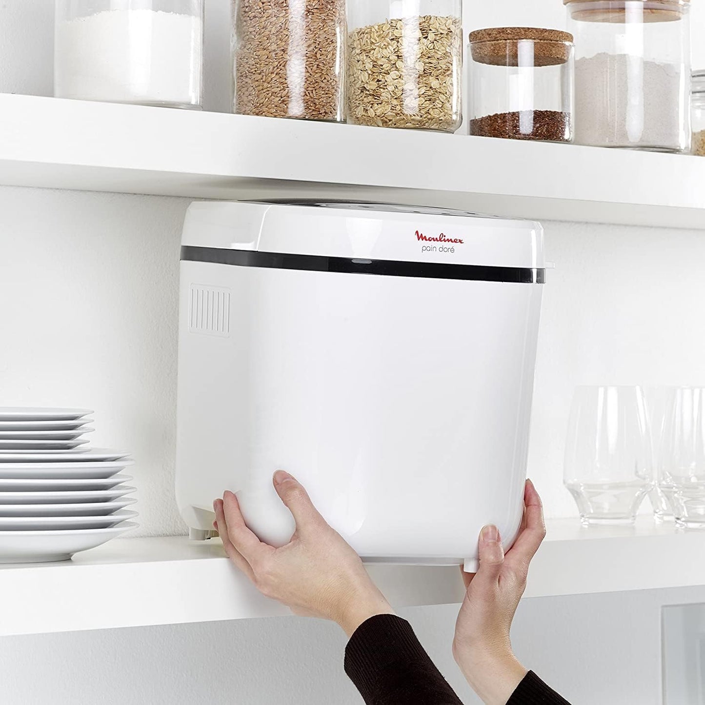Moulinex Machine à OW210130 Pain Doré broodbakmachine, kunststof,eén maat, wit 1 stuk(s) Keukenmachine Binnenshuis › Meer productgegevens bekijken Spanning 240 Volt Kleur Roestvrij staal Gewicht van item 3,8 Kilogram Productafmetingen 29D x 31B x 29H cent