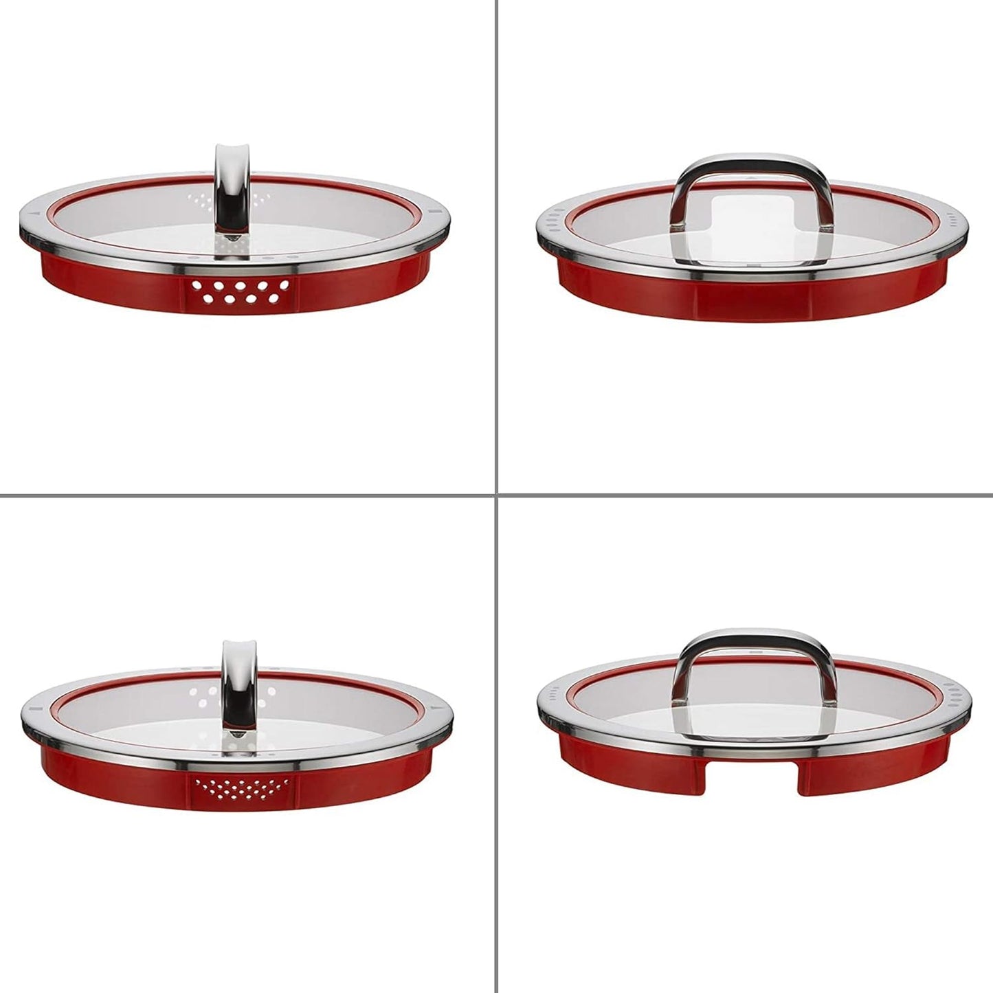 Pannendeksel 24 cm, 20cm, 16cm glazen deksel met 4 afgietfuncties Over dit item Inhoud: 1 x glazen deksel met metalen knop 24 cm Materiaal: kwaliteitsglas, roestvrijstalen steekrand, roestvrijstalen handgreep - vaatwasmachinebestendig. Hittebestendig tot