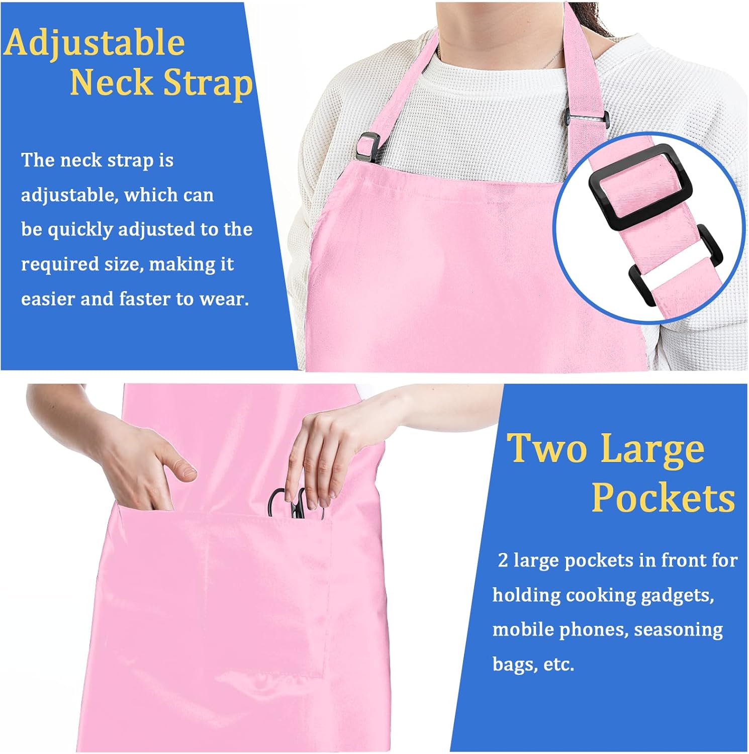 FunChaos 4 Packs Zwart Kookschort, Uniseks Verstelbare Schorten met 2 Zakken, Mannen Vrouwen Schort voor Keuken, Restaurant Productgegevens Onderhoudsvoorschriften Machinewas Type sluiting Armband Over dit item 【Hoge Kwaliteit】Het schort is gemaakt van 10