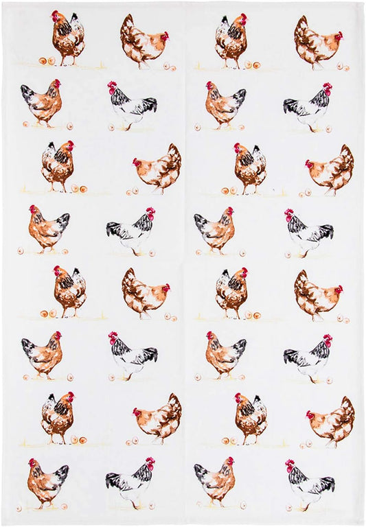 Lesser & Pavey Theedoek - Chicken Design - GRIJS - Keuken Accessoires - Kippen Vaatdoek Fabulous Chicken Print theedoek. Lengte ca. 70 cm. 100% katoen wasbaar in de machine. Deze mooie theedoeken met kippenprint zijn een fantastisch accessoire en fleuren
