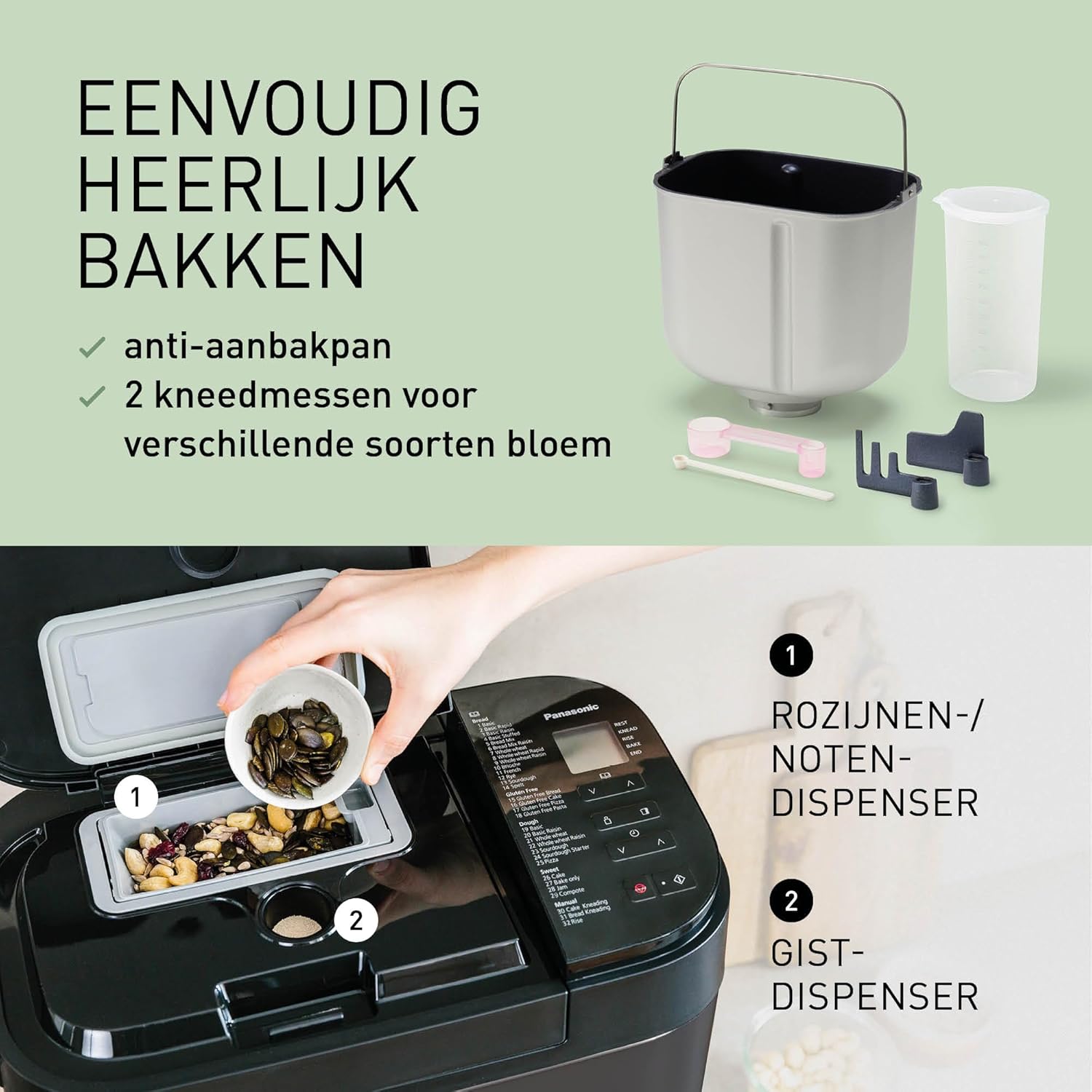 Panasonic SD-YR2540 Volledig Automatisch Broodbakmachine met 32 Backprogram, Donkergrijs TWEE TEMPERATUURSENSOREN: Deze broodbakmachine heeft twee ingebouwde sensoren om de interne en externe temperaturen te bepalen om elk programma te optimaliseren en u