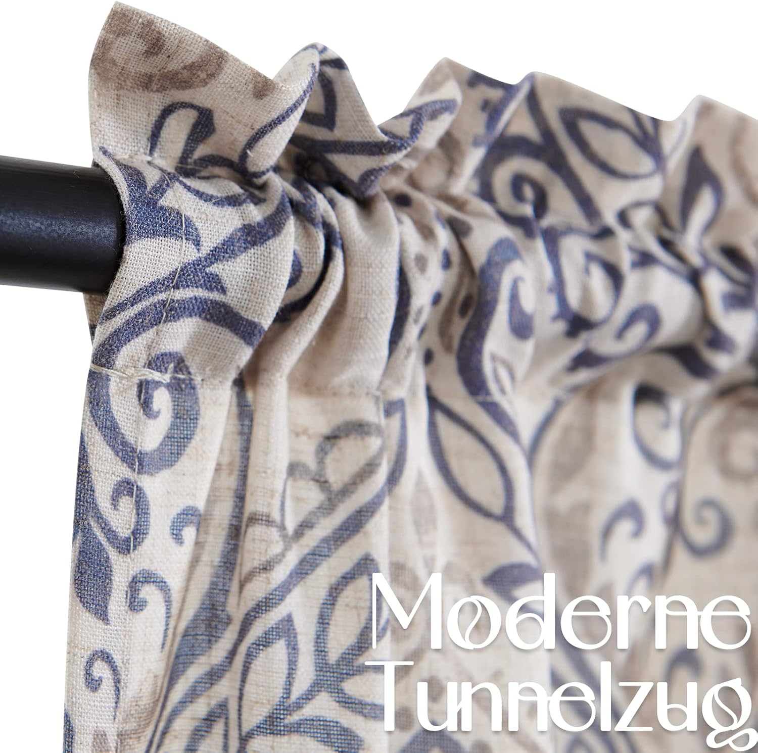 TOPICK Bloemen Keuken Gordijnen 61 cm Drop Linnen Doorschijnend Korte Cafe Botanische Print Kleine Raam Rod Pocket voor Wasruimte Badkamer 2 Panelen Verbena Grijs Verpakking: je ontvangt 2 gordijnen van 85% polyester+15% linnen. De afmetingen per stuk zij