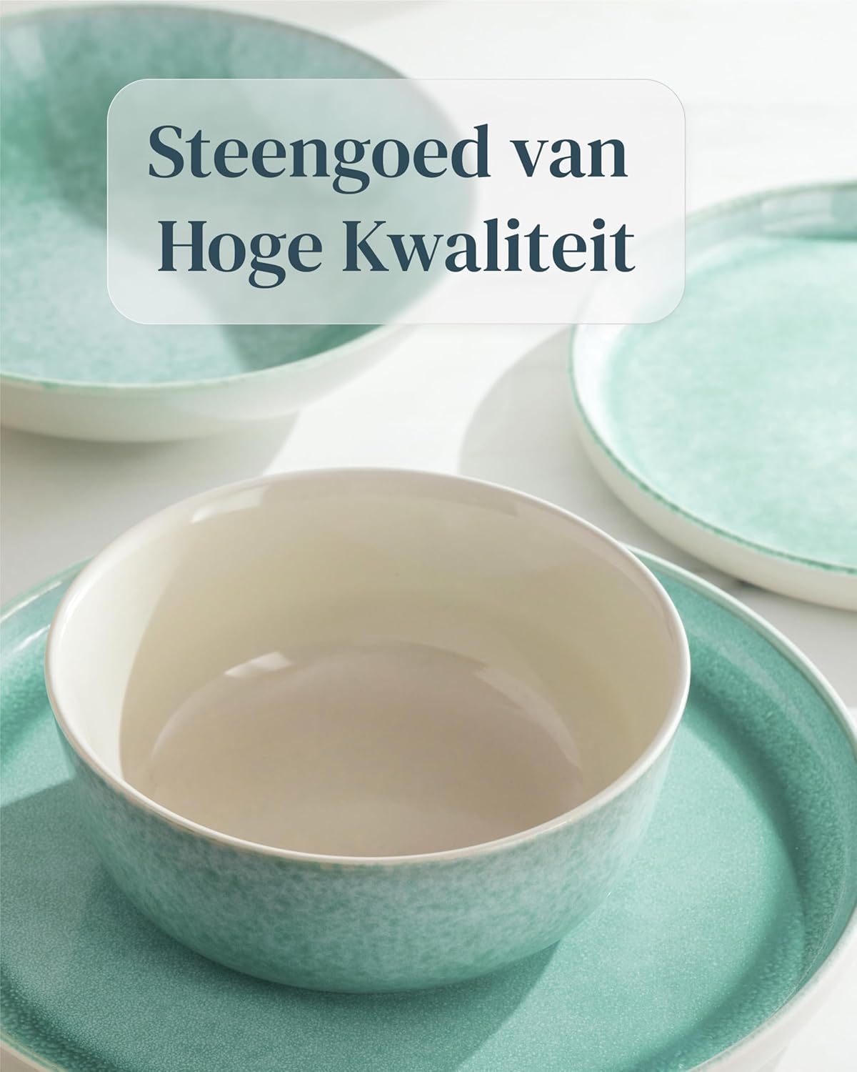 Aardewerk Servies Set Ibiza 36-delig - Vaatwasser-, Magnetron- en Krasbestendig Servies - Moderne Kommen en Borden Set voor 12 Personen - Tafelservice Pure Living in Licht Beige-blauw Deze 36-delige beige-blauwe servies set voor 12 personen combineert ele