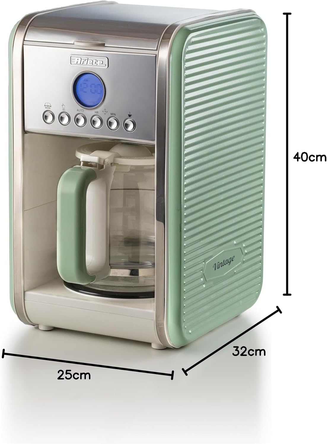 Ariete Retro Americano-koffiezetapparaat tot 12 kopjes 4 TOT 12 kopjes: Dit Americano-koffiezetapparaat met anti-druppelfunctie extraheert heerlijke, aromatisch geurende en smakelijke koffie Klaar wanneer je opstaat: dankzij de programmeerfunctie tot 24 u