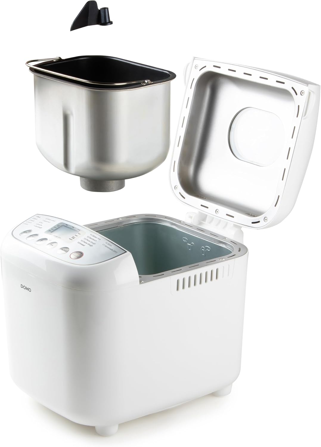 DOMO B3976 broodbakmachine 500-750-1000gr - 17 programma's - incl. glutenvrij programma met timer en LCD-display met warmhoudfunctie De veelzijdige broodbakmachine B3976 van DOMO is de perfecte oplossing voor het bakken van brood thuis. Met de mogelijkhei