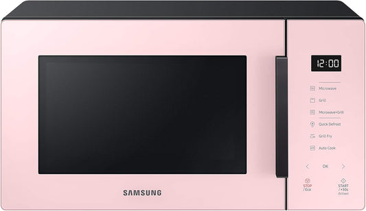 Samsung MG23T5018CP/ET Design AirFry, magnetron + grill 800 W + 1100 W, 23 l, 49 l x 27,5 h x 38 p, poeder Porseleinen gekleurd glasontwerp, aanraakpaneel dat bij je keuken past als een designelement. Samsung heeft een magnetron met een kleurrijk design g
