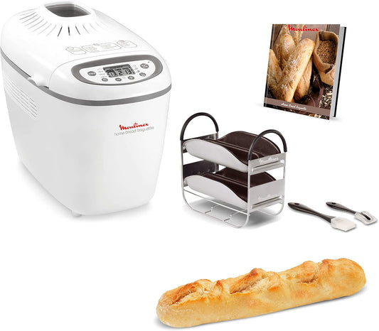 Moulinex OW6101 Baguette Mac.Pane Broodbakmachine, met 16 Programma's, 1650 watt, Wit Moulinex broodbakmachine OW6101 1,5 kg ondersteuning 4 b. De broodmachine met zijn uitgebreide 16 automatische programma's is geschikt voor zowel bloederige beginners al