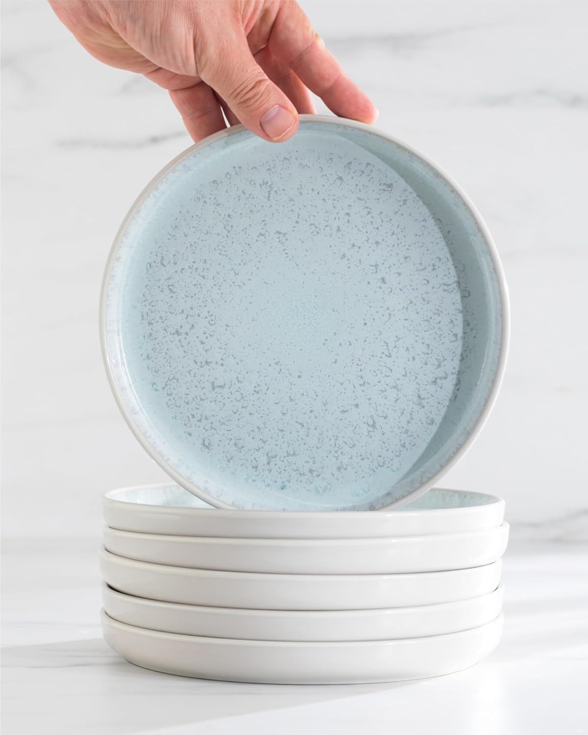 Aardewerk Servies Set Ibiza 36-delig - Vaatwasser-, Magnetron- en Krasbestendig Servies - Moderne Kommen en Borden Set voor 12 Personen - Tafelservice Pure Living in Licht Beige-blauw Deze 36-delige beige-blauwe servies set voor 12 personen combineert ele