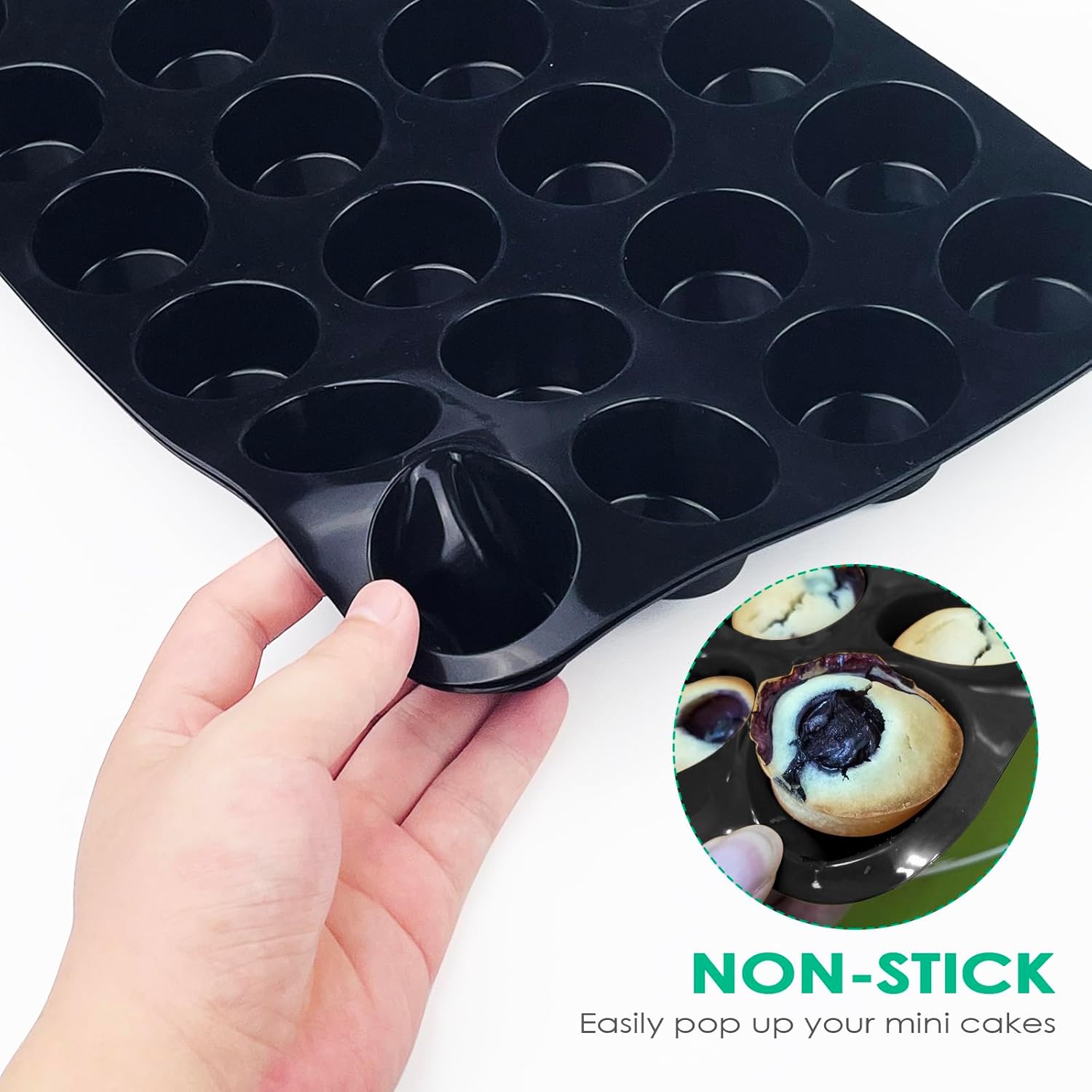 2 stuks mini muffinvorm siliconen, muffinvorm muffinvormpjes muffin bakvorm muffin bakvorm muffin muffin bakvorm 33 × 22 × 2,5 cm anti-aanbaklaag Geniet van heerlijke muffins, cupcakes en brownies met de Fousenuk siliconen vormen die speciaal zijn ontwikk