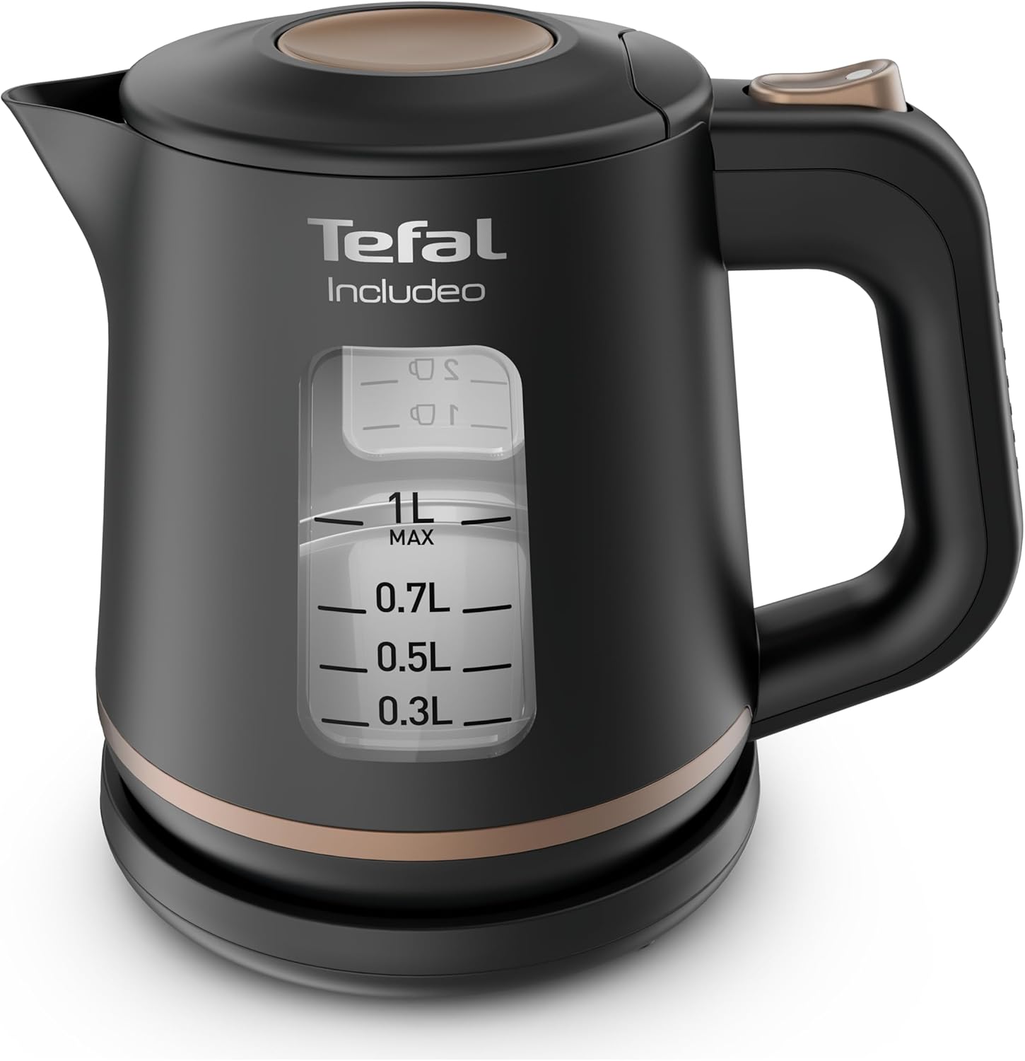 Tefal Includeo waterkoker 1 liter, Anti kalkfilter, Waterniveau indicator, Ruime schenktuit Over dit item De schenktuit maakt gemakkelijk serveren mogenlijk. 1 liter inhoud en matig gewicht voor eenvoudiger gebruik en service. Openen van het deksel door s