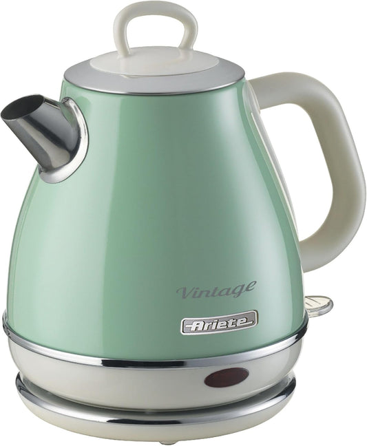 Ariete Vintage waterkoker retro draadlooz 1600 W Over dit item Krachtig: Met een inhoud van 1 liter en een vermogen van 1600 watt kan met deze vintage waterkoker je water in enkele minuten aan de kook worden gebracht om koffie en thee te bereiden. HOOGWAA
