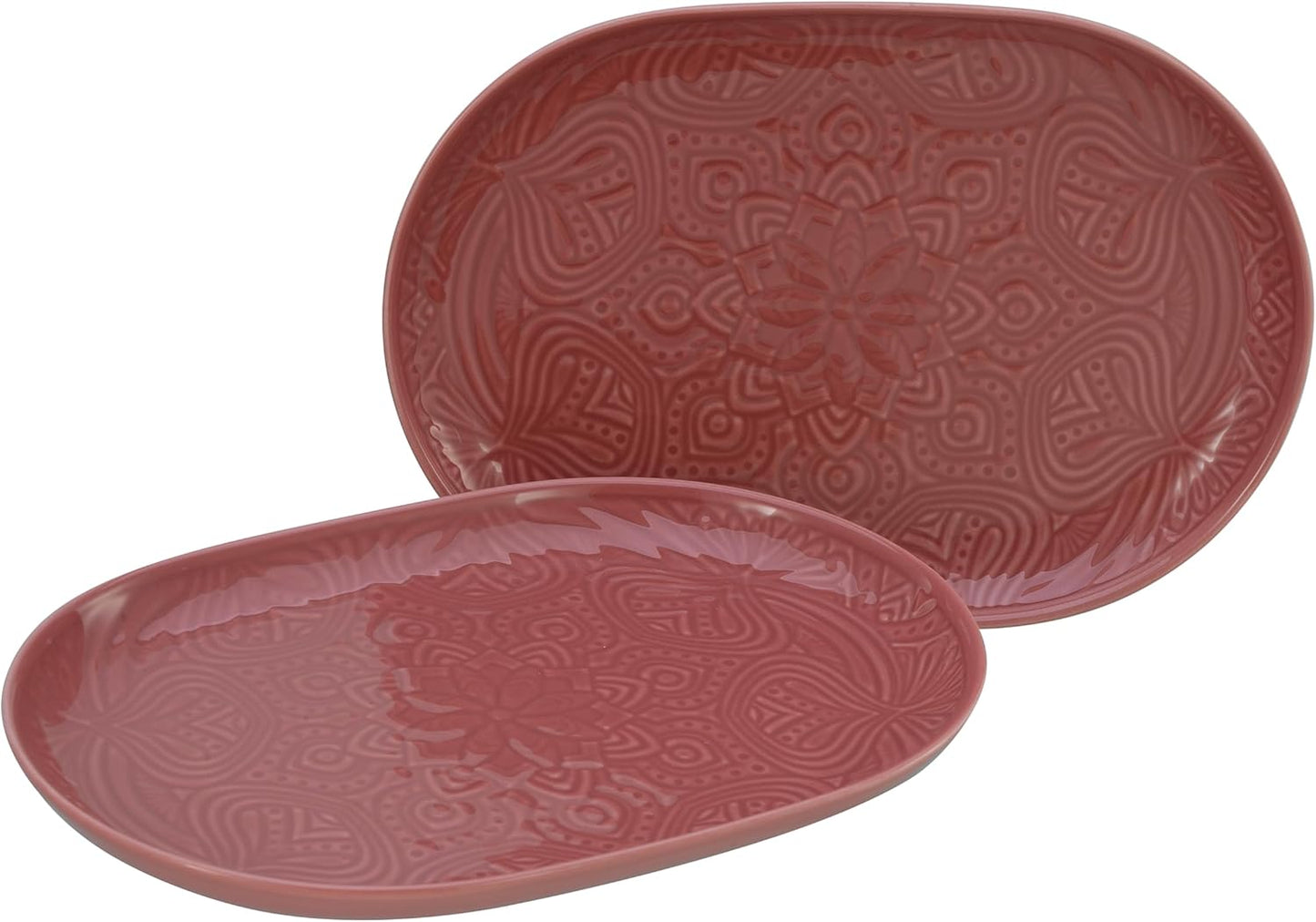 CreaTable, 21625, serie Orient Mandala, 2-delige serviesset, bordenset van porselein, vaatwasser- en magnetronbestendig, Made in Europe ✅ Elegante platenset: je krijgt hier een prachtige 2-delige platenset in een elegante ovale vorm met een diameter van 2