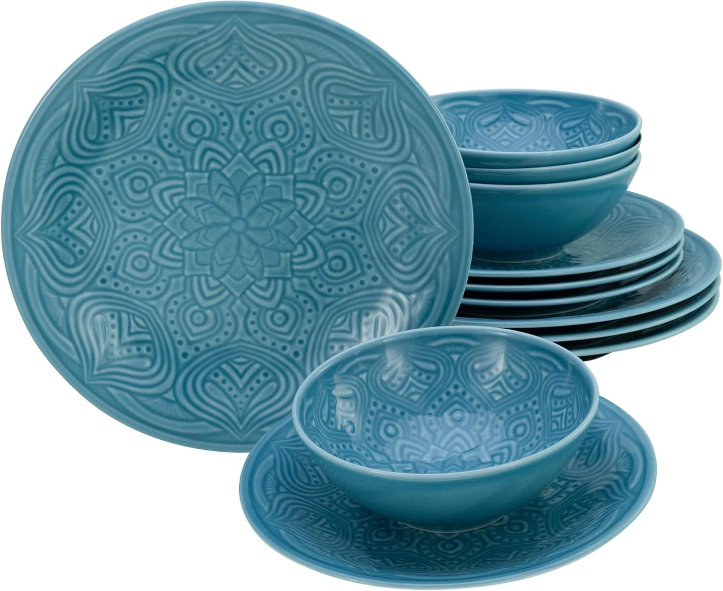 CreaTable, 21625, serie Orient Mandala, 2-delige serviesset, bordenset van porselein, vaatwasser- en magnetronbestendig, Made in Europe ✅ Elegante platenset: je krijgt hier een prachtige 2-delige platenset in een elegante ovale vorm met een diameter van 2
