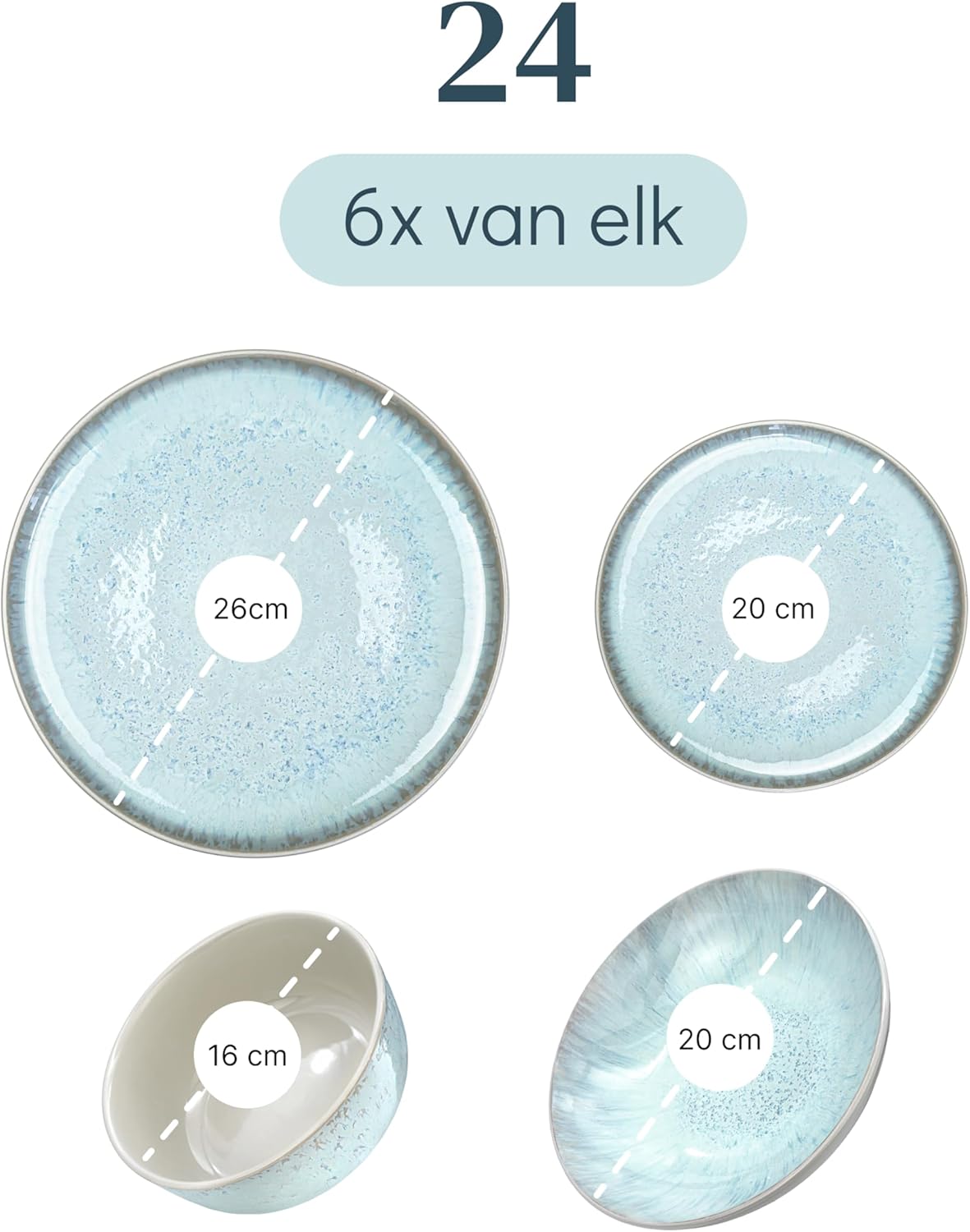 Aardewerk Servies Set Ibiza 36-delig - Vaatwasser-, Magnetron- en Krasbestendig Servies - Moderne Kommen en Borden Set voor 12 Personen - Tafelservice Pure Living in Licht Beige-blauw Deze 36-delige beige-blauwe servies set voor 12 personen combineert ele