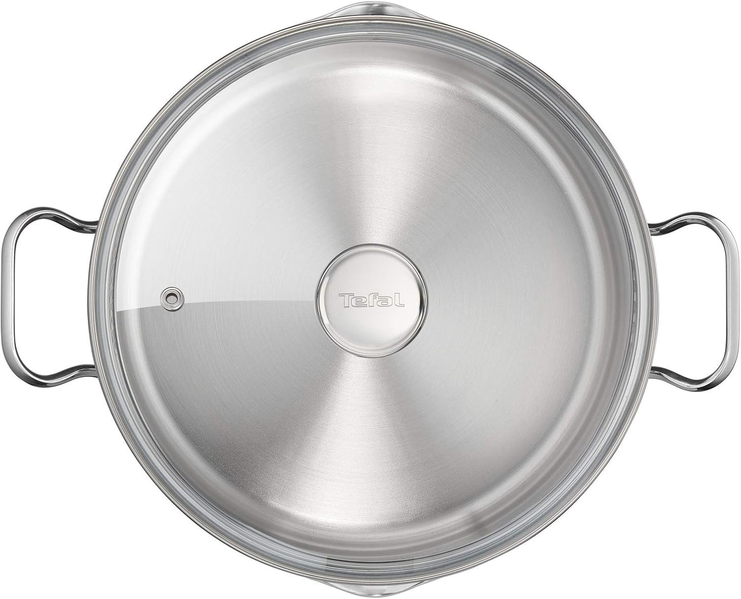 Tefal Duetto Steelpan met Glazen Deksel Roestvrij Staal Gemaakt van duurzaam en kwalitiatief 18/10 roestvrij staal en daarom komt de pan met 10 jaar garantie Stevig geklonken handgrepen voor extra comfort tijdens het koken Incl. maatverdeling aan de binne