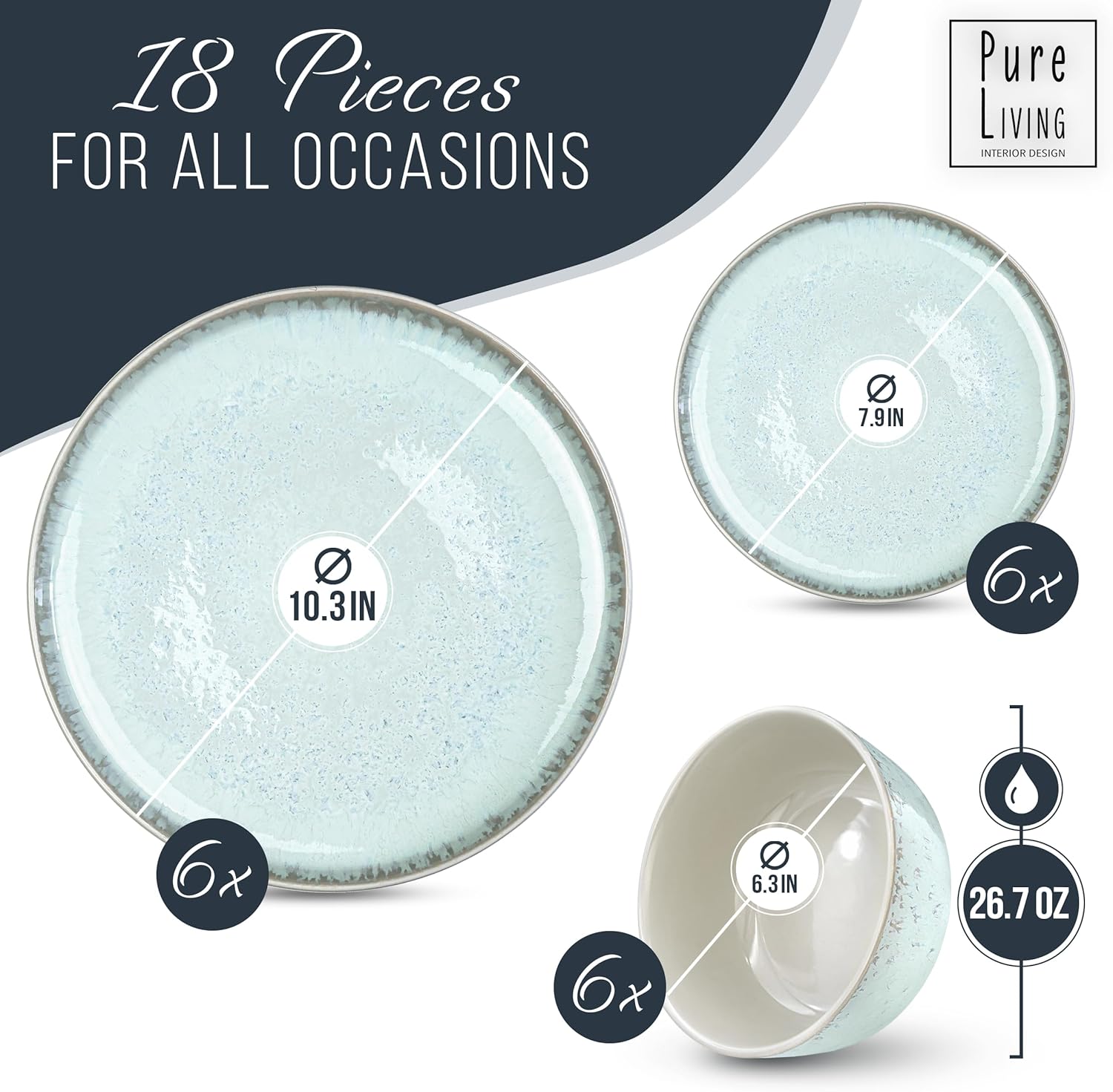 Aardewerk Servies Set Ibiza 36-delig - Vaatwasser-, Magnetron- en Krasbestendig Servies - Moderne Kommen en Borden Set voor 12 Personen - Tafelservice Pure Living in Licht Beige-blauw Deze 36-delige beige-blauwe servies set voor 12 personen combineert ele