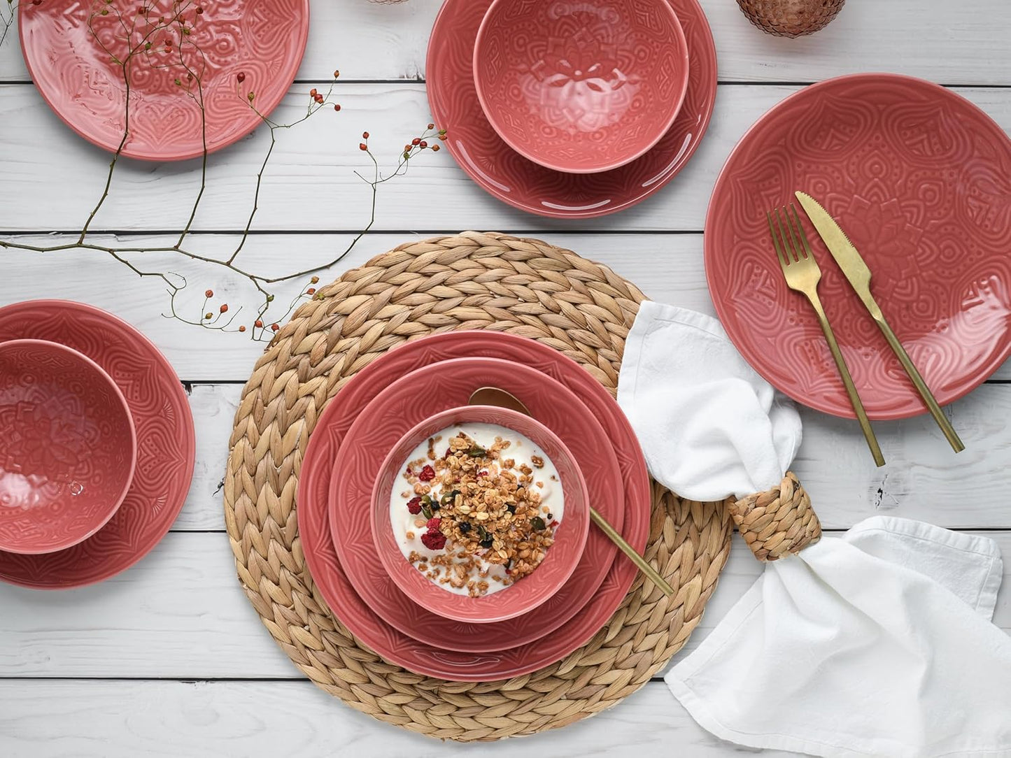 CreaTable, 21625, serie Orient Mandala, 2-delige serviesset, bordenset van porselein, vaatwasser- en magnetronbestendig, Made in Europe ✅ Elegante platenset: je krijgt hier een prachtige 2-delige platenset in een elegante ovale vorm met een diameter van 2