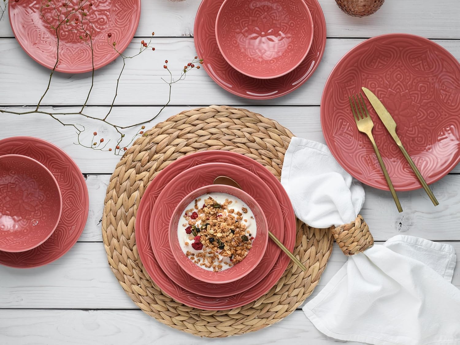 CreaTable, 21625, serie Orient Mandala, 2-delige serviesset, bordenset van porselein, vaatwasser- en magnetronbestendig, Made in Europe ✅ Elegante platenset: je krijgt hier een prachtige 2-delige platenset in een elegante ovale vorm met een diameter van 2