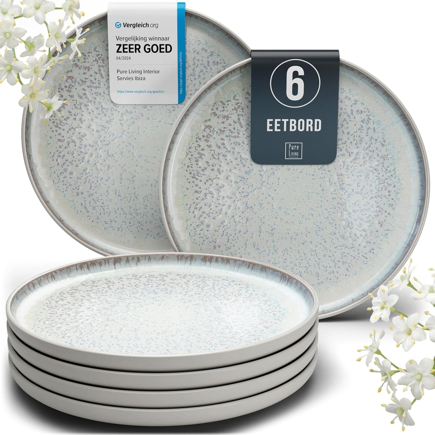 Aardewerk Servies Set Ibiza 36-delig - Vaatwasser-, Magnetron- en Krasbestendig Servies - Moderne Kommen en Borden Set voor 12 Personen - Tafelservice Pure Living in Licht Beige-blauw Deze 36-delige beige-blauwe servies set voor 12 personen combineert ele