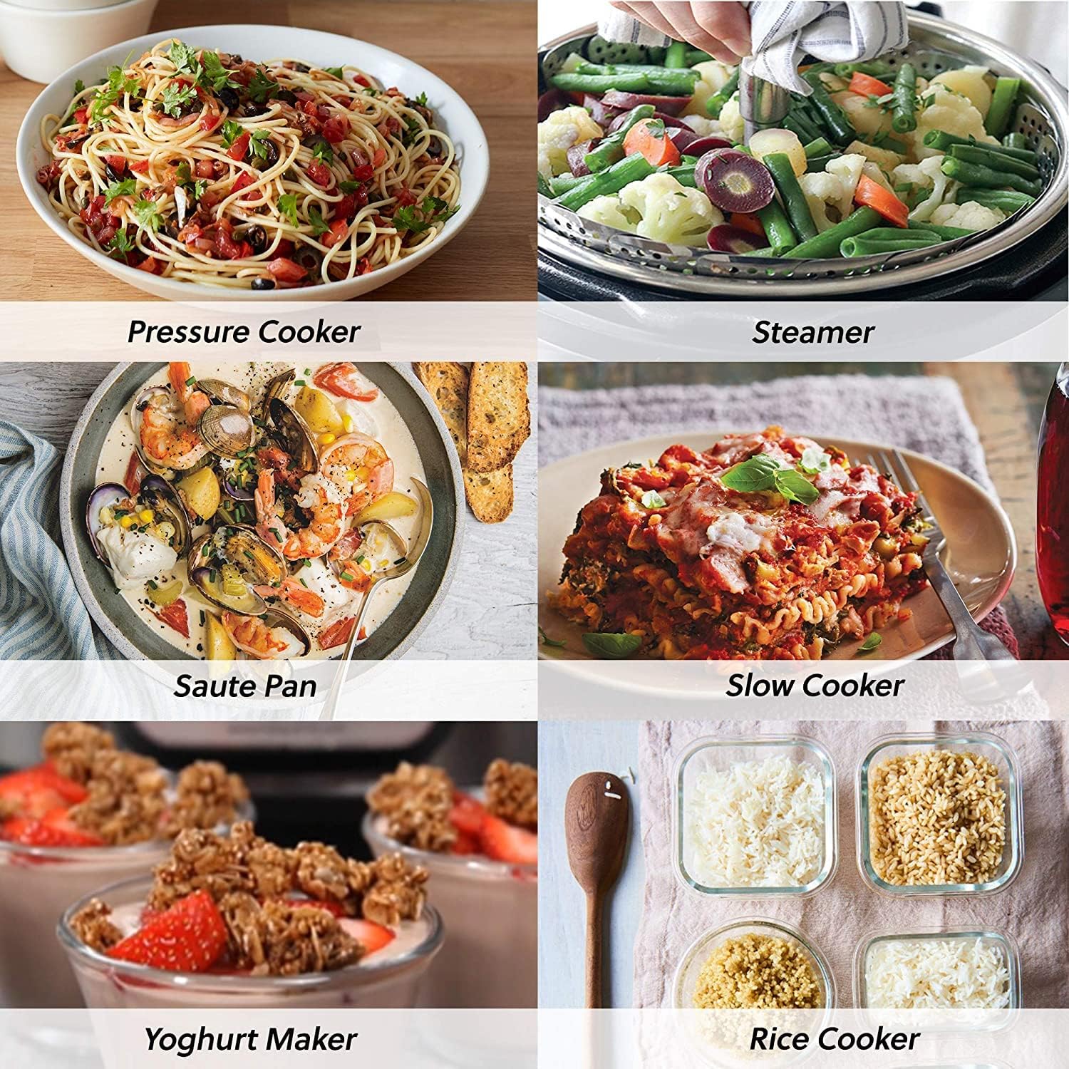 Instant Pot programmeerbare 7-in-1 elektrische snelkookpan Over dit item Een 7-in-1 multifunctionele kooktoestel: snelkookpan, slow cooker, rijstkoker, braden/bruinen, yoghurtbereider, stoompan, warmhoudapparaat. Merk Instant Pot Capaciteit 5,7 Liter Mate