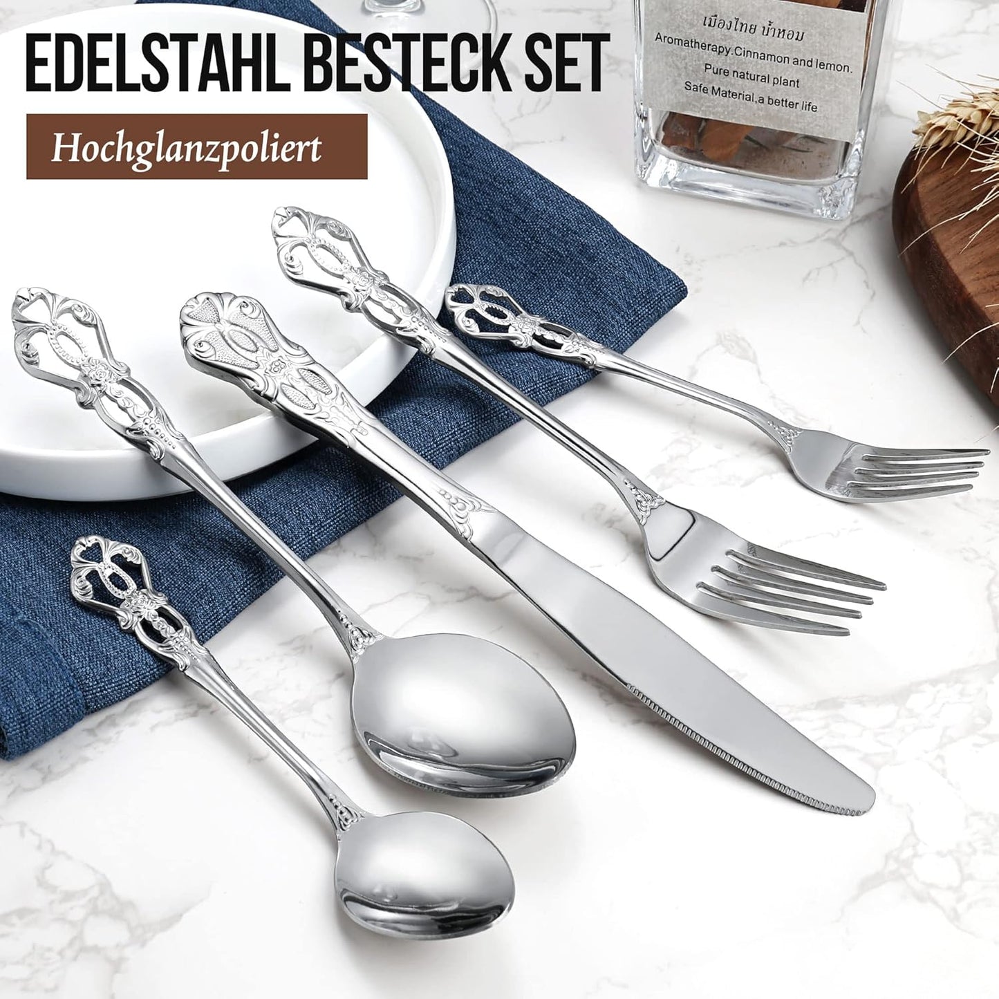 Bestekset, 20-delige bestekset voor 4 personen Over dit item Luxe Royal design: net als zijn naam geeft deze bestekset een koninklijke overeenkomst voor je tafel en een uitstekende uitstraling om indruk te maken op familie en vrienden. De moderne glanzend