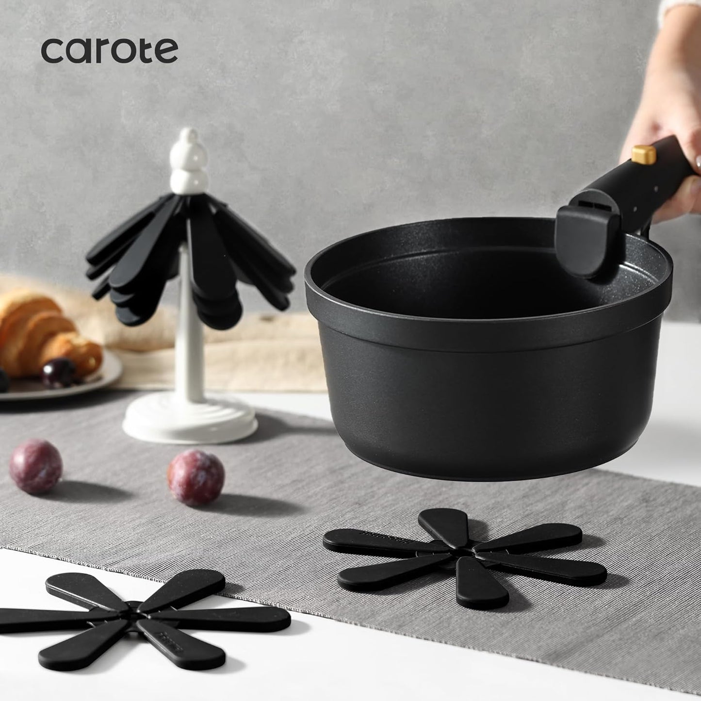 CAROTE Pannenset met afneembare handgrepen 20-delig anti-aanbak kookgerei Over dit item CAROTE Pannen/pannenset met afneembare handgrepen, pan, steelpan, wok, anti-aanbaklaag, koken, stapelbare pan, inductie, ovenbestendig, vaatwasser Voor een opgeruimde