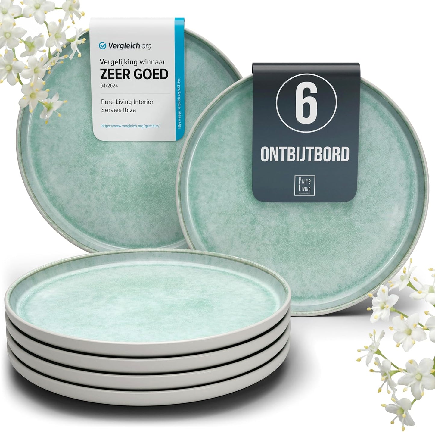 Aardewerk Servies Set Ibiza 36-delig - Vaatwasser-, Magnetron- en Krasbestendig Servies - Moderne Kommen en Borden Set voor 12 Personen - Tafelservice Pure Living in Licht Beige-blauw Deze 36-delige beige-blauwe servies set voor 12 personen combineert ele