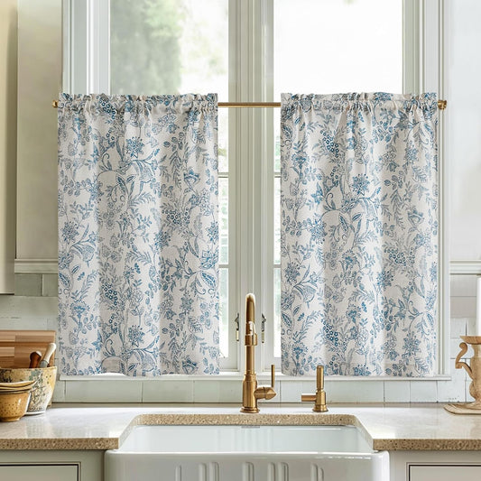 Vangao Linnen Vitrage bloemen, kort gordijn set van 2 (65cm x 60cm) Over dit item Pakket keukengordijnen: je ontvangt 2 stuks keukengordijnen van 85% polyester + 15% linnen. Elk stuk meet ca. 65 x 60 cm (b x h). Printstijl: bloemenprint met strakke en gez