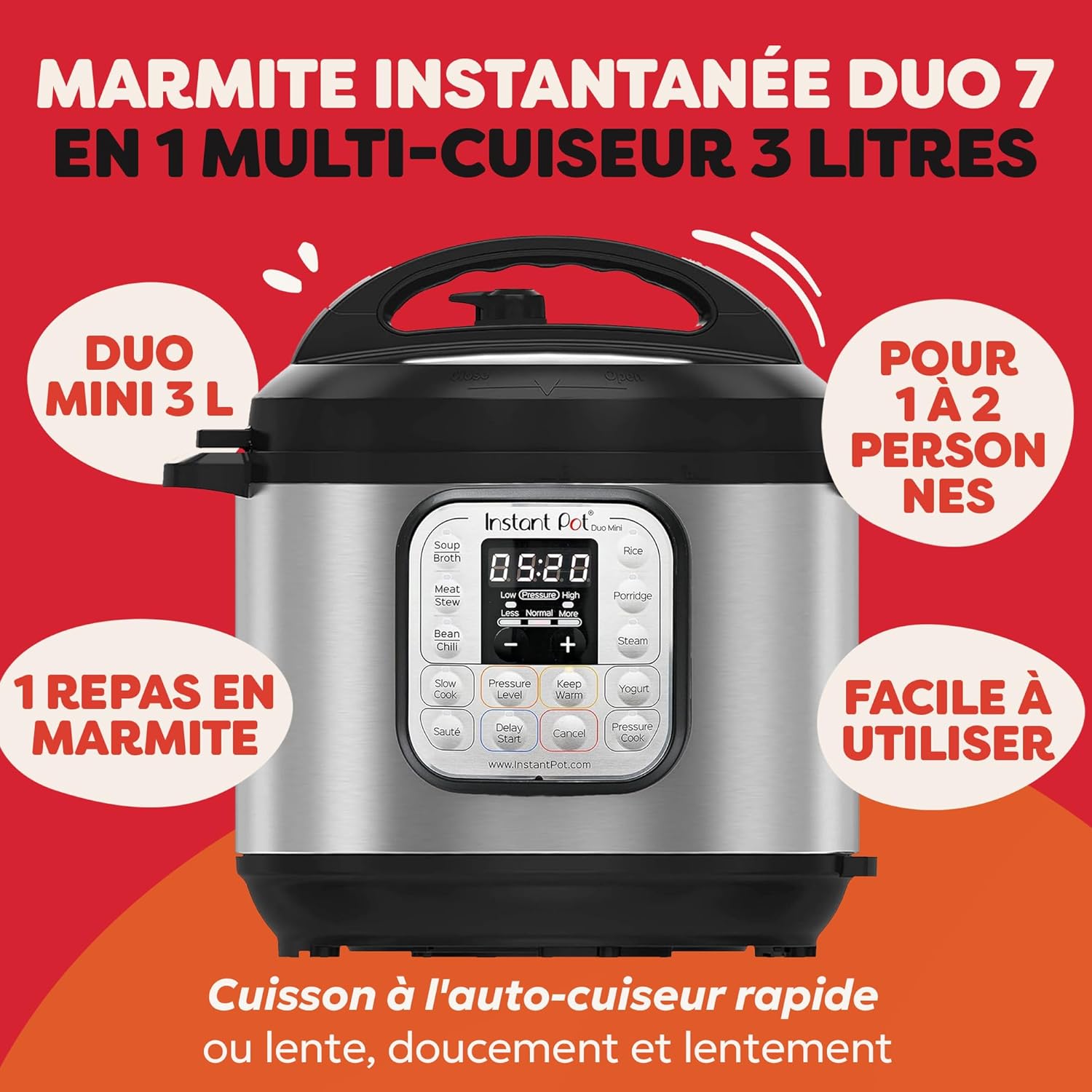 Instant Pot programmeerbare 7-in-1 elektrische snelkookpan Over dit item Een 7-in-1 multifunctionele kooktoestel: snelkookpan, slow cooker, rijstkoker, braden/bruinen, yoghurtbereider, stoompan, warmhoudapparaat. Merk Instant Pot Capaciteit 5,7 Liter Mate