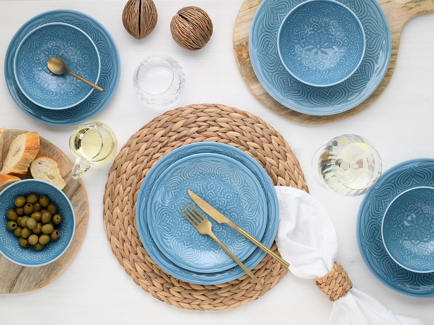 CreaTable, 21625, serie Orient Mandala, 2-delige serviesset, bordenset van porselein, vaatwasser- en magnetronbestendig, Made in Europe ✅ Elegante platenset: je krijgt hier een prachtige 2-delige platenset in een elegante ovale vorm met een diameter van 2