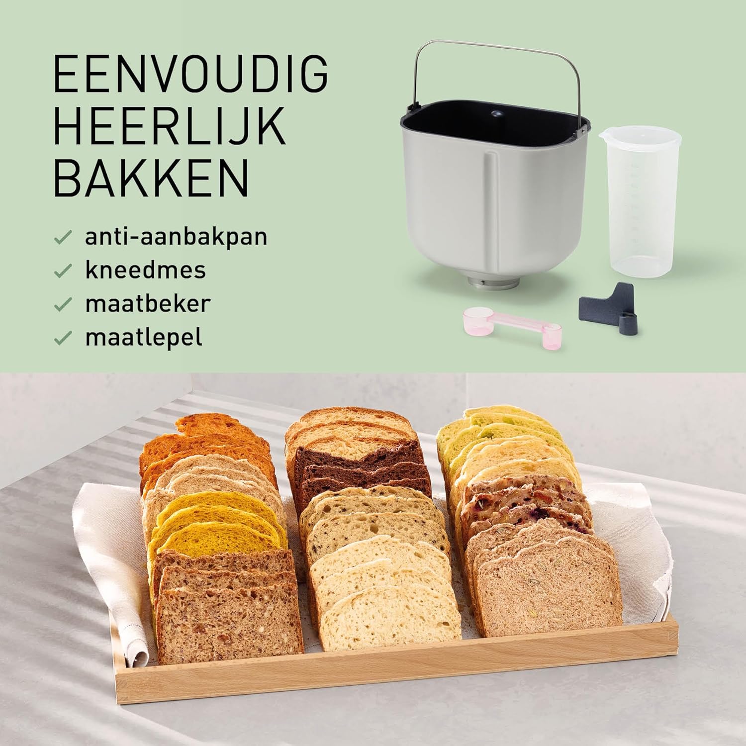 Panasonic SD-B2510 Automatische broodbakmachine, 850 W, temperatuursensor, digitale timer 13 uur, 25 programma's, wit Geniet elke dag van een ander brood: dankzij 25 voorgeprogrammeerde modi voor brood, deeg, compot en jam; bovendien drie nieuwe recepten,