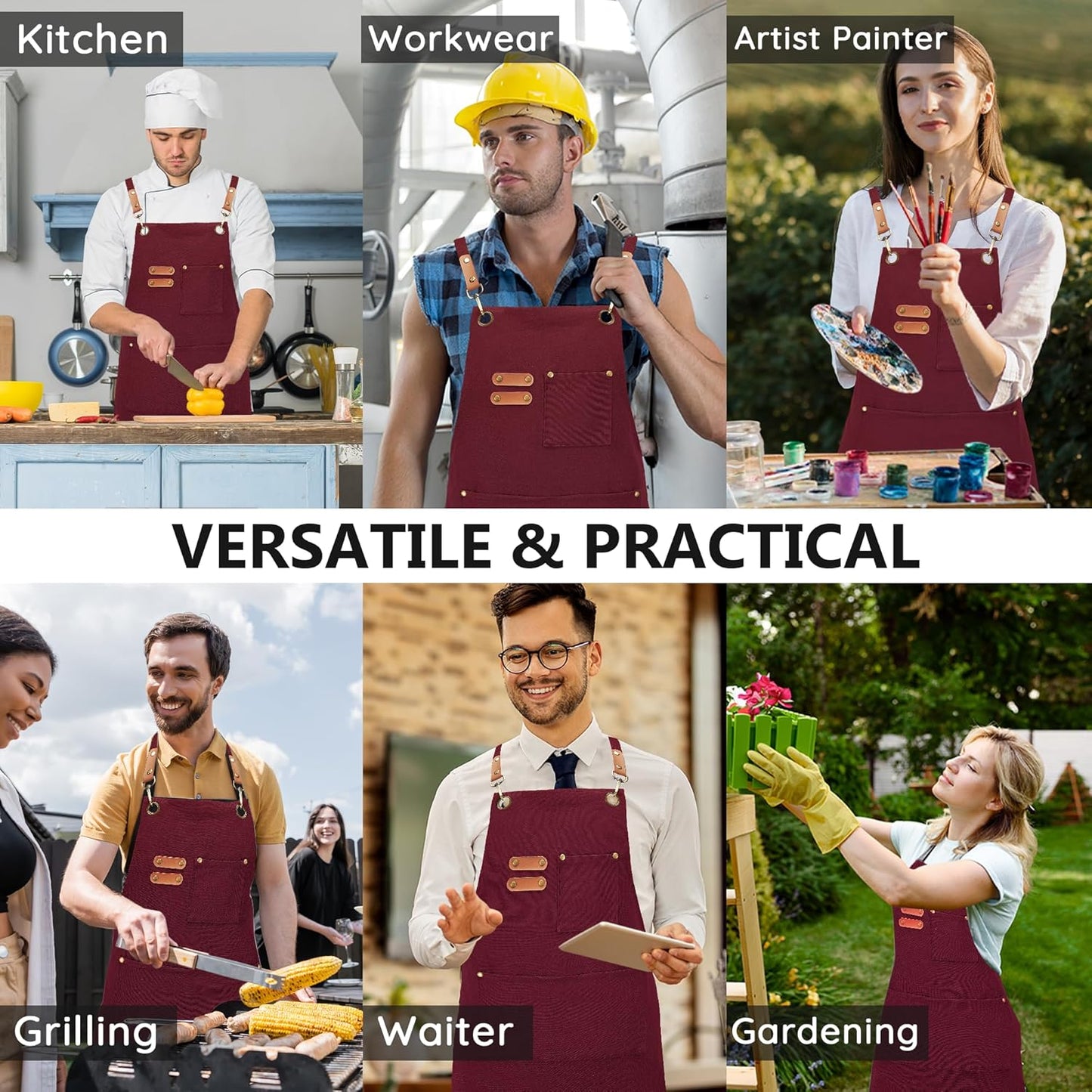 Canvasschorten, Werkschorten voor Mannen en Vrouwen, Chef-kokschorten met Verstelbare Riem en 3 Zakken, Schort voor Servers, Keuken, Koken, Bakken, Kunstenaar, Schilderen, Gekruiste Productgegevens Onderhoudsvoorschriften Machinewas Type sluiting Trekkoor