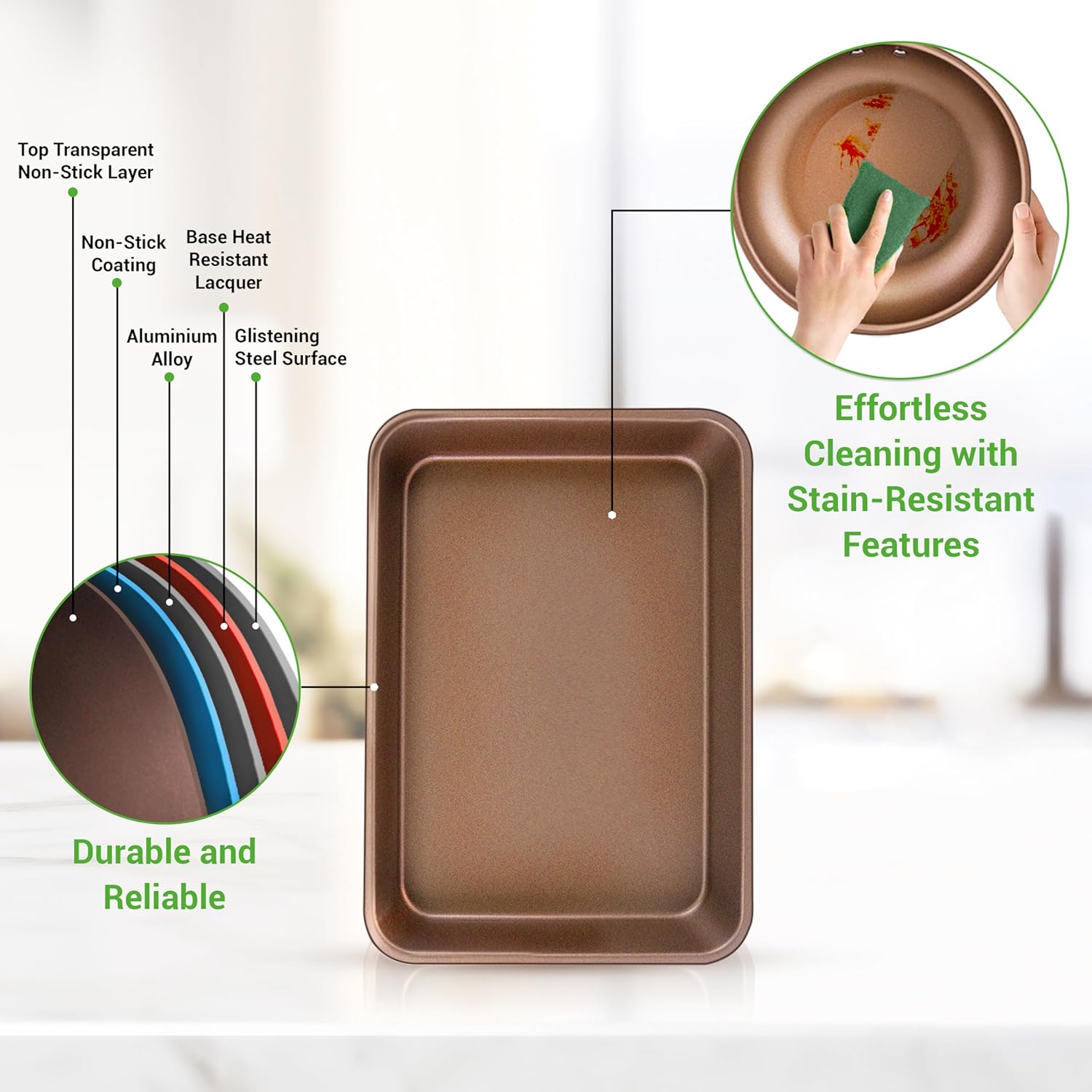 NutriChef Kookpannenset 20-delige Antiaanbak pannen en -potten met Bakgerei 20-DELIGE SET: NutriChef 20-delige antiaanbak pannenset inclusief (6) bakvormen, 3 nylon kookgerei, siliconen vergiet, 20 cm, 25 cm, 30 cm open koekenpan, 1,4 L & 2,4 L sauspan me
