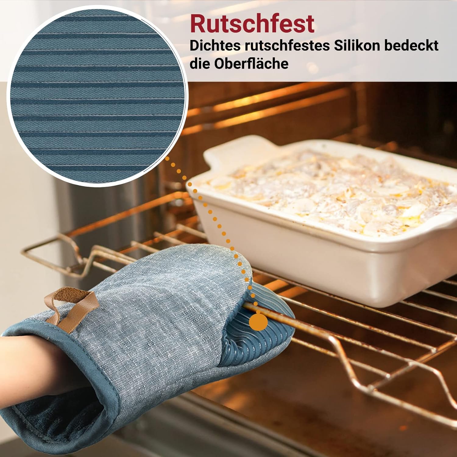 BONTHEE Ovenhandschoenen, hittebestendige mini-ovenhandschoenen, katoenen kookhandschoenen met anti-slip siliconen gestreepte bakhandschoenen voor koken bakken, set van 2, blauw [Afmetingen]: 24 cm x 16 cm (l x b), 2 stuks mini-ovenhandschoenen. Ze zijn g